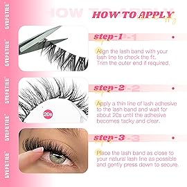 False Eyelashes Fox Eye 8 Pairs Pack 40D Natural Look Fluffy Wispy Cat Eye Lashes Soft Faux Mink Lashes Lightweight D-Curl Clear Band Eyealshes by GVEFETIEE