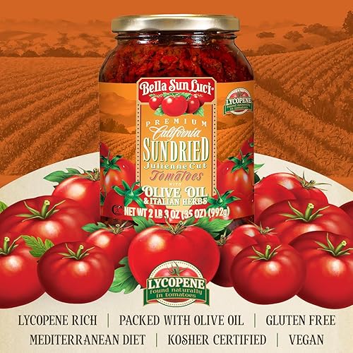 Miniatura 3 de Bella Sun Luci Sun Dried Tomatoes Julienne Cut in Olive Oil, 35 Oz Glass Jar, Mediterranean Italian Style Sun-Ripened Tomatoes, Kosher, Vegan