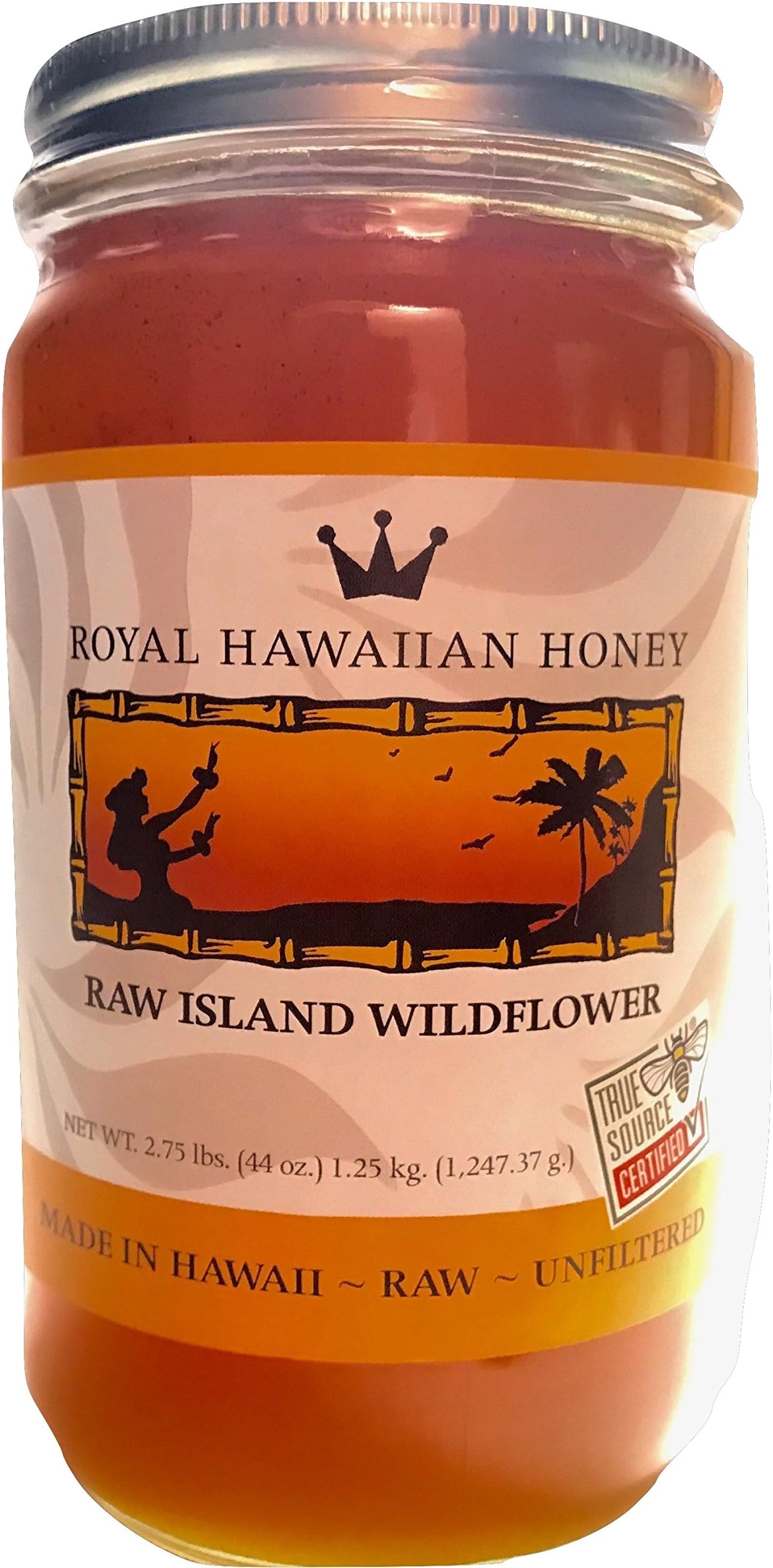 Royal Hawaiian Raw Unfiltered Island Wildflower Honey 44 Ounce Jar