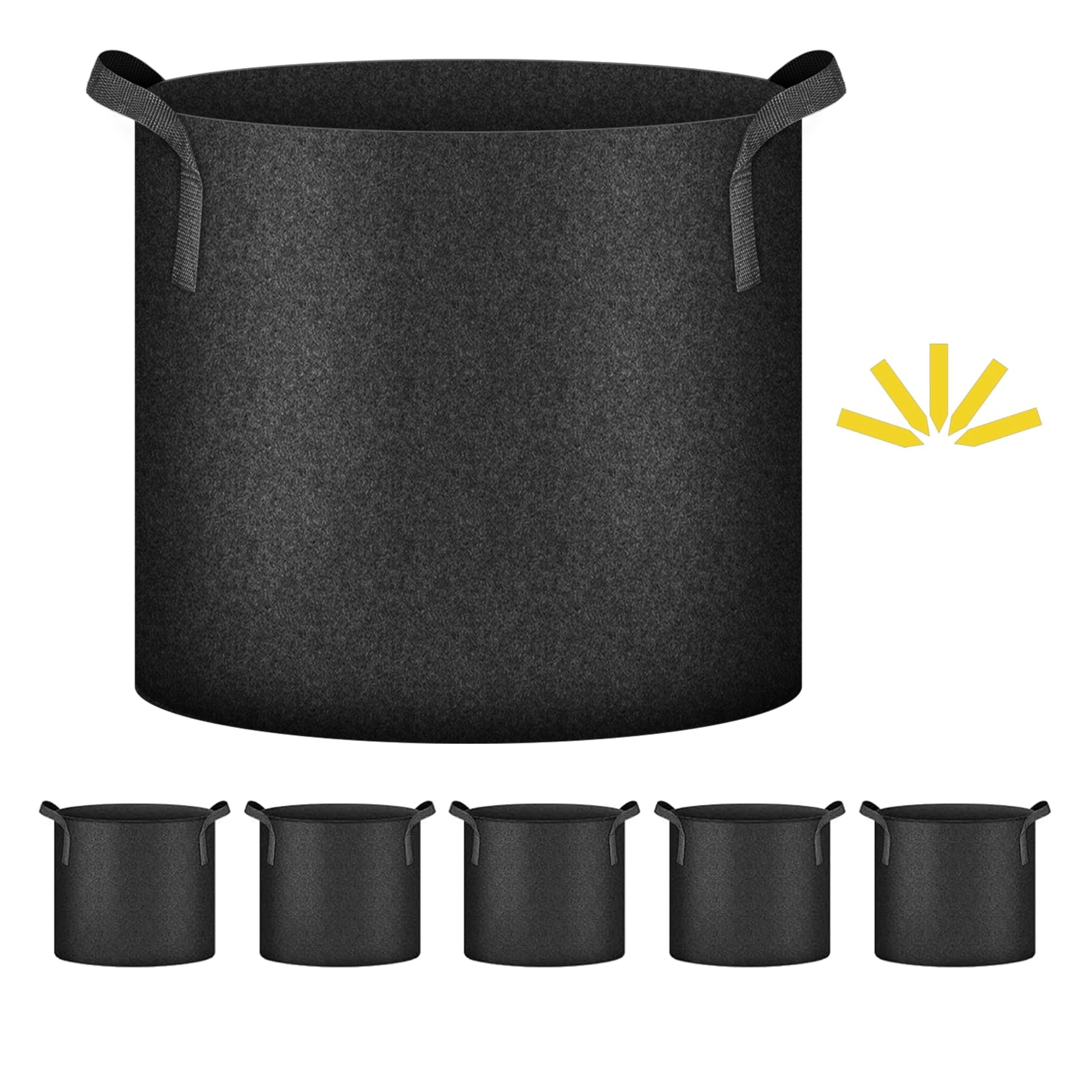 Sac de plantation 37L Simple Deluxe en tissu épais avec poignées et 6 étiquettes, lot de 5