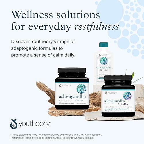 Miniatura 7 de Youtheory Ashwagandha - 1,000 mg - Suplemento de apoyo para el estrés y el cortisol - Mezcla de hierbas adaptogénicas con Ashwagandha KSM-66 y