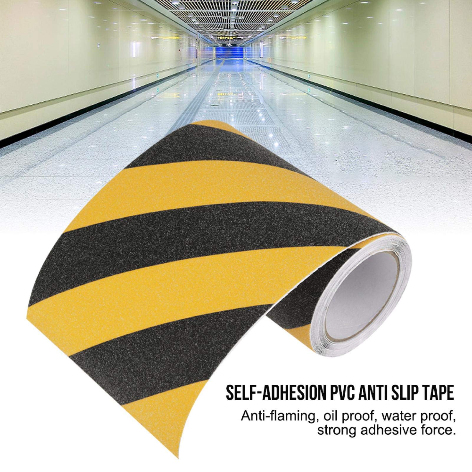 Nastro adesivo antiscivolo, nastro di trazione a strisce Nastro colorato per l'impugnatura del piede per gradini di sicurezza per scale 20 cm x 5 m