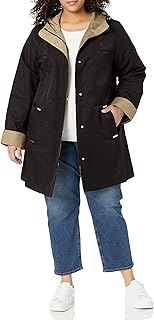 Jones New York Women's Hooded Trench Coat Rain Jacket