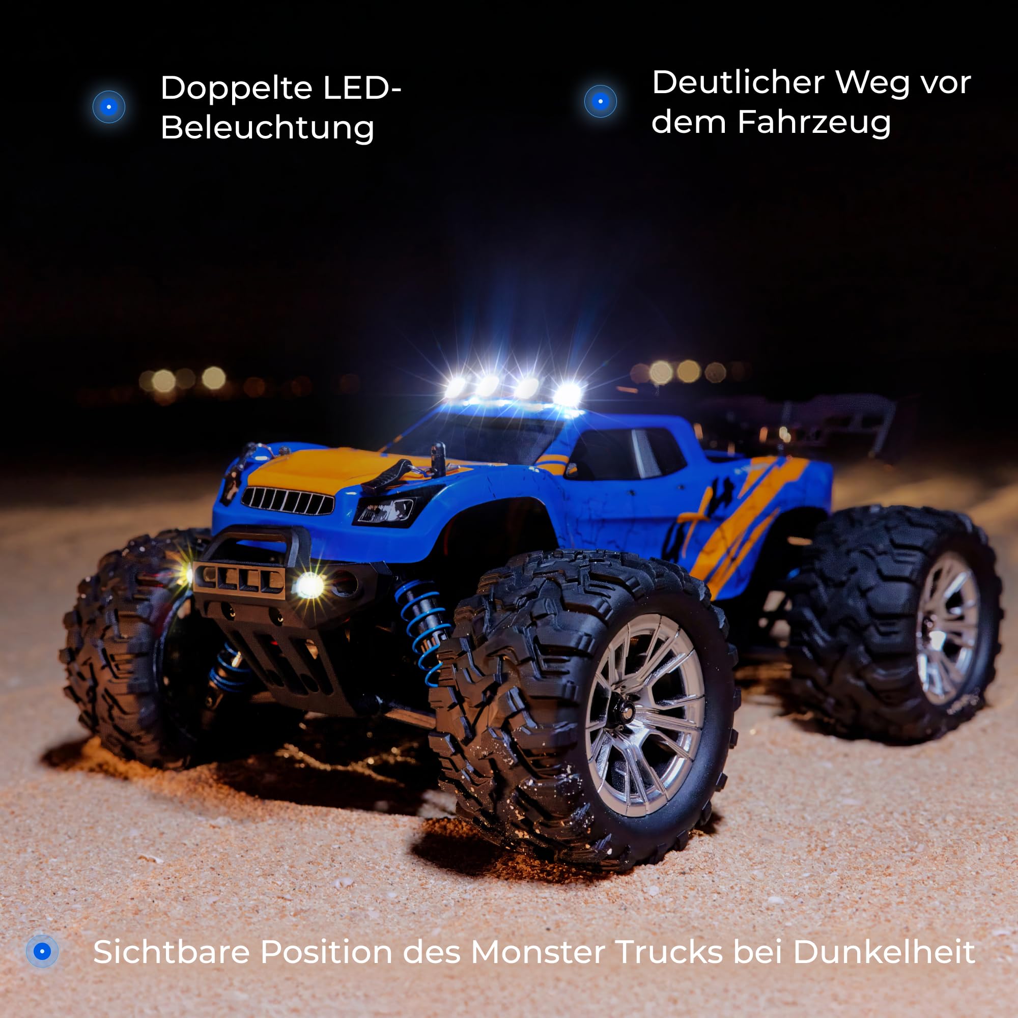 Overmax X-Shard Ferngesteuertes Auto 4WD 1:16 Offroad, bis zu 30 km/h, mit | Tempobegrenzer, 2,4 GHz RC Monster Truck mit Metallantrieb, Stoßdämpfern, 90 m Reichweite, für Kinder ab 6 Jahren
