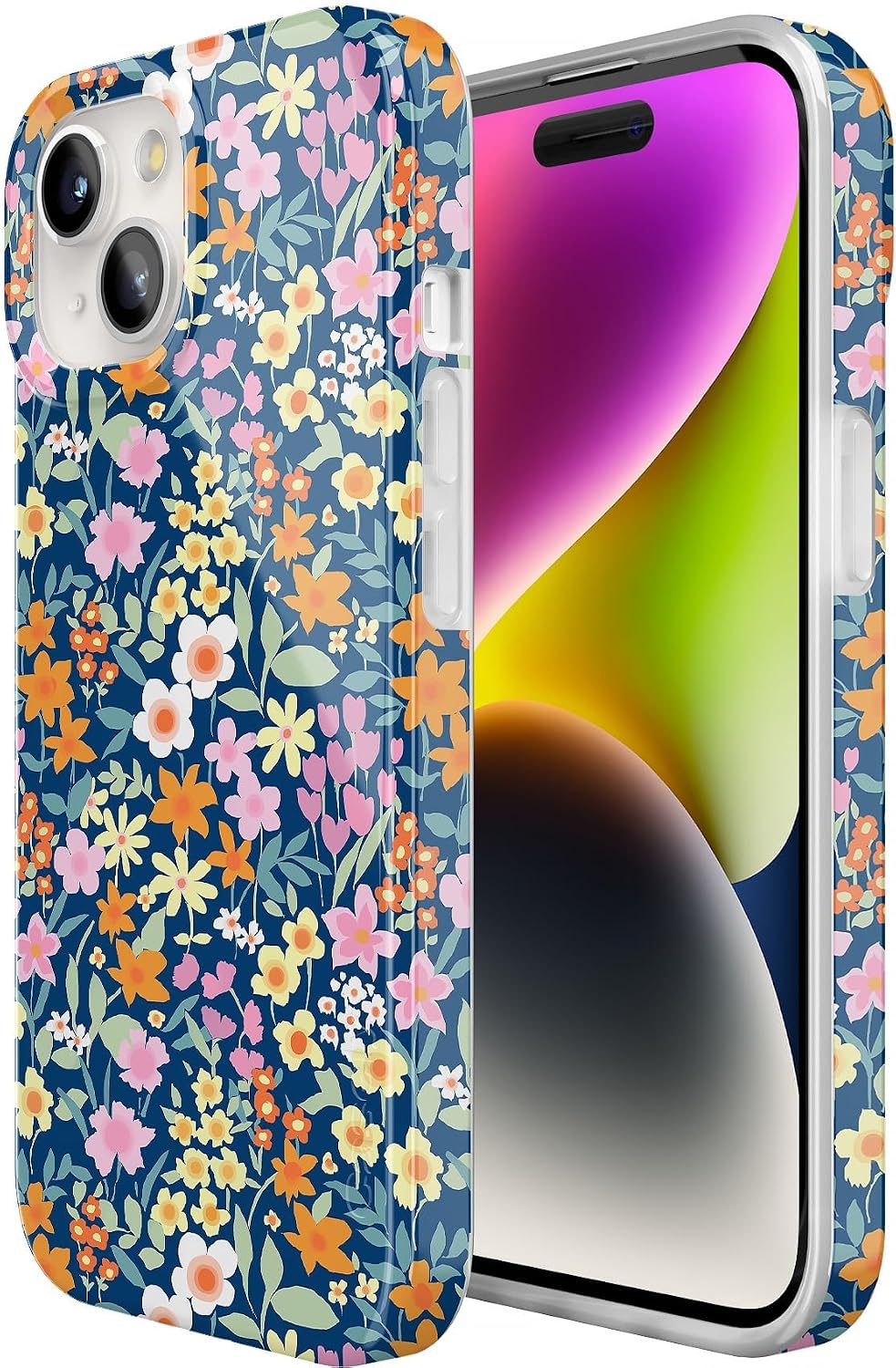 Casely iPhone 15 Case | Full Bloom | Navy Floral | Compatible with MagSafe | Classic Ultra Slim Design