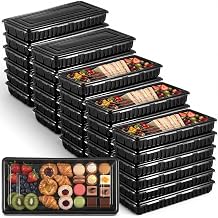 30 Pack Catering Trays with Lids 14 Inch Reusable Serving Tray with Lid Plastic Party Platters for Catering, Buffet, Takeout Food, Picnics & Events14.17 x 6.29 x 2.16 Inch