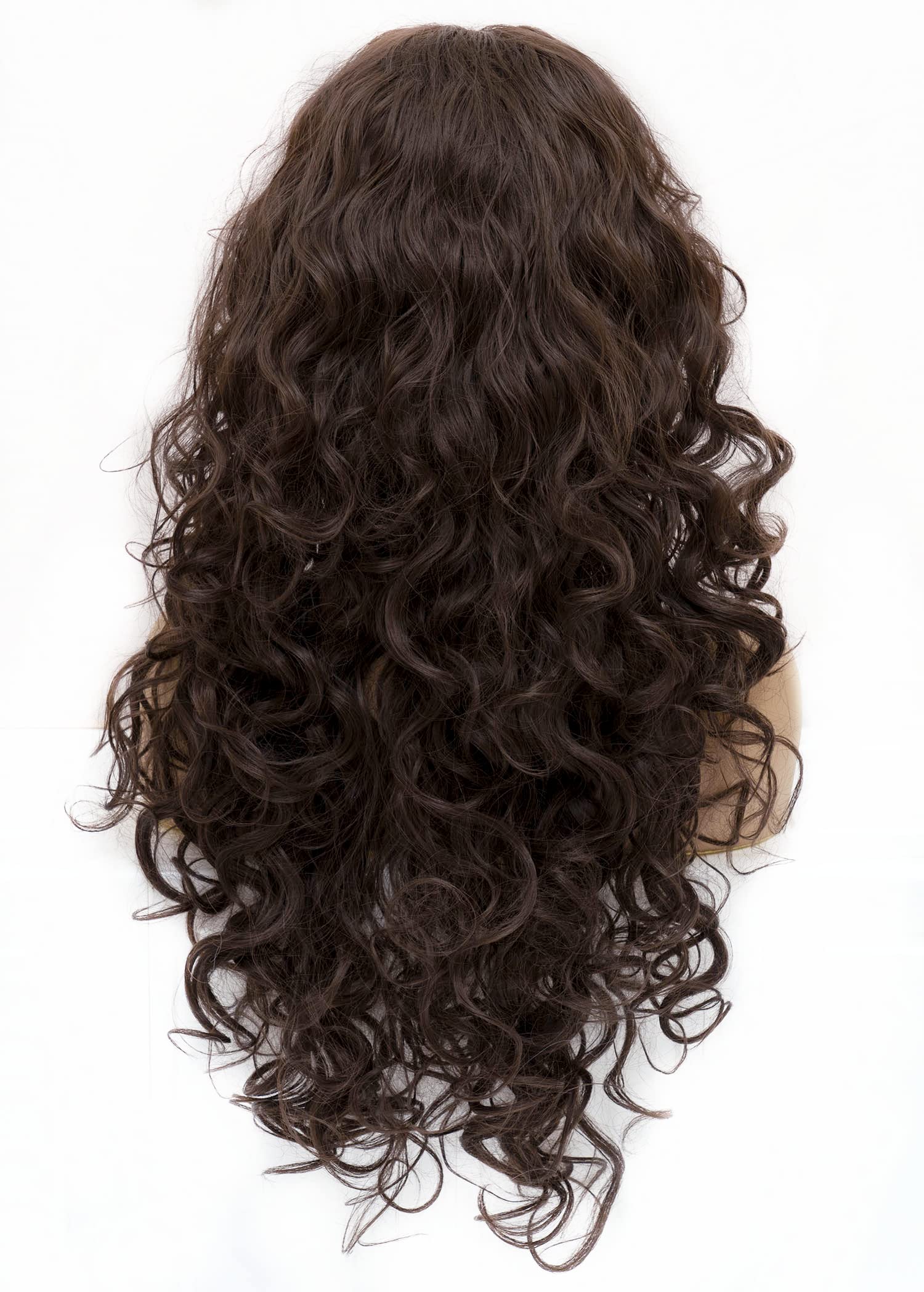 Wavy Fluffy Brown Wig  Long Curly  length Dark Brown Fluffy Long Wavy Synthetic Wig In DEEP COFFEE  main image 4
