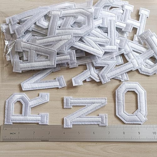 Miniatura 3 de Zlettery Parches de letras para planchar de 2.9 pulgadas, 52 piezas, parches bordados del alfabeto A-Z para ropa, chaquetas, sombreros, mochilas,