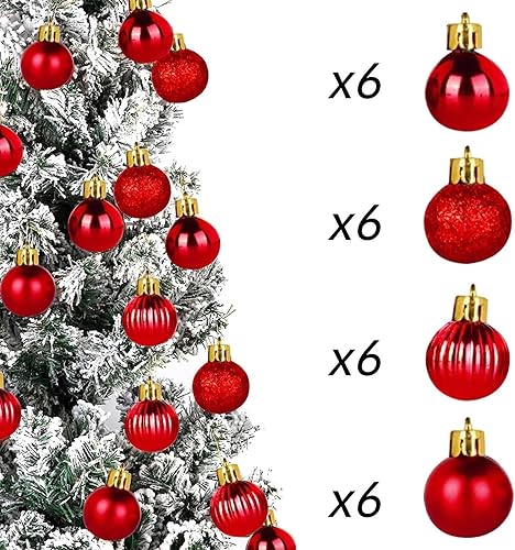 Miniatura 3 de Juego de 24 bolas de decoración de PVC de Navidad, adorno de bola de Navidad, 1.2 in de plástico brillante inastillable, adornos colgantes para