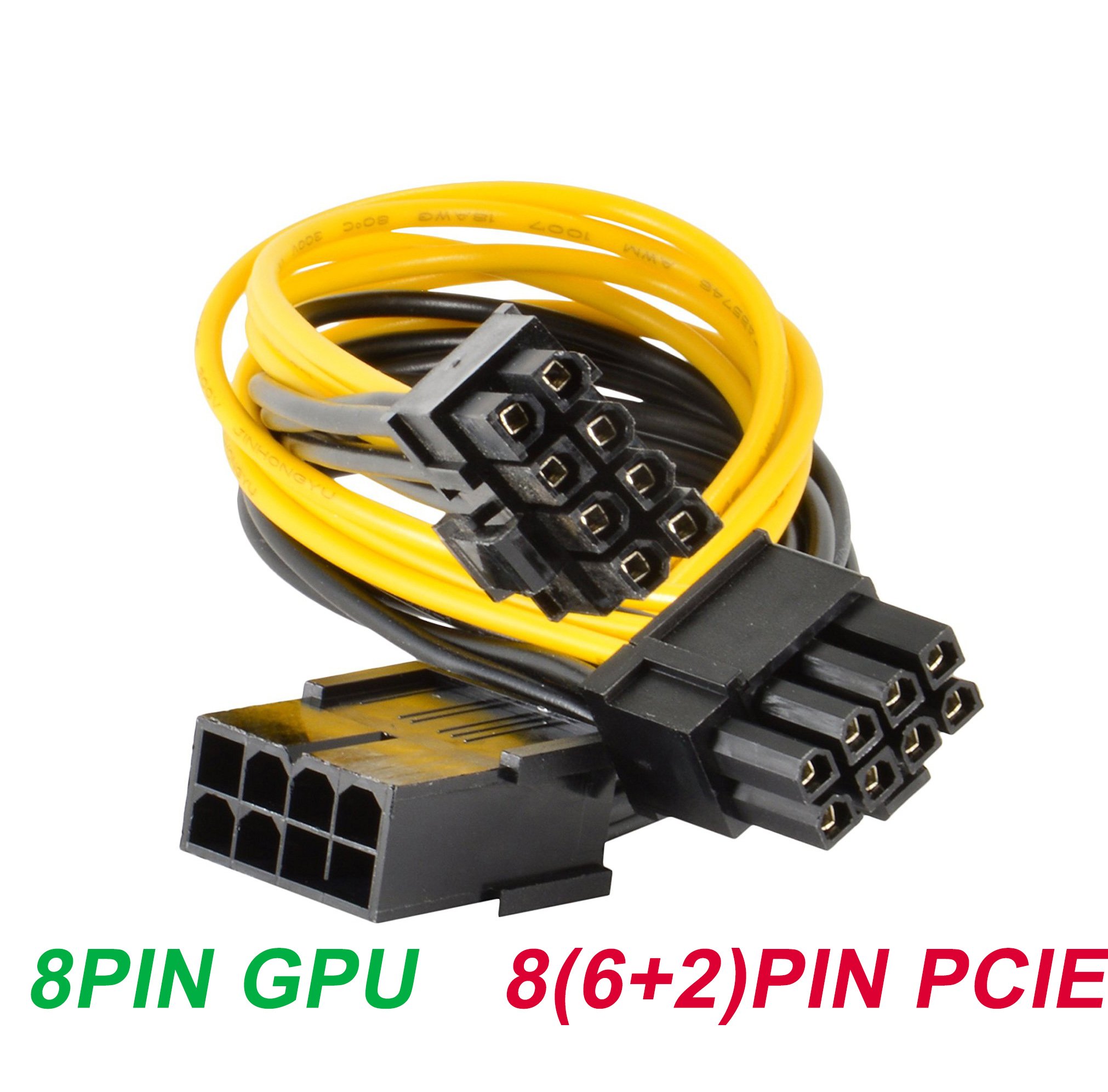 Xhwykzz 8 Pin PCIE to 2 PCIE 8 Pin (6 Pin + 2 Pin) Power Cable