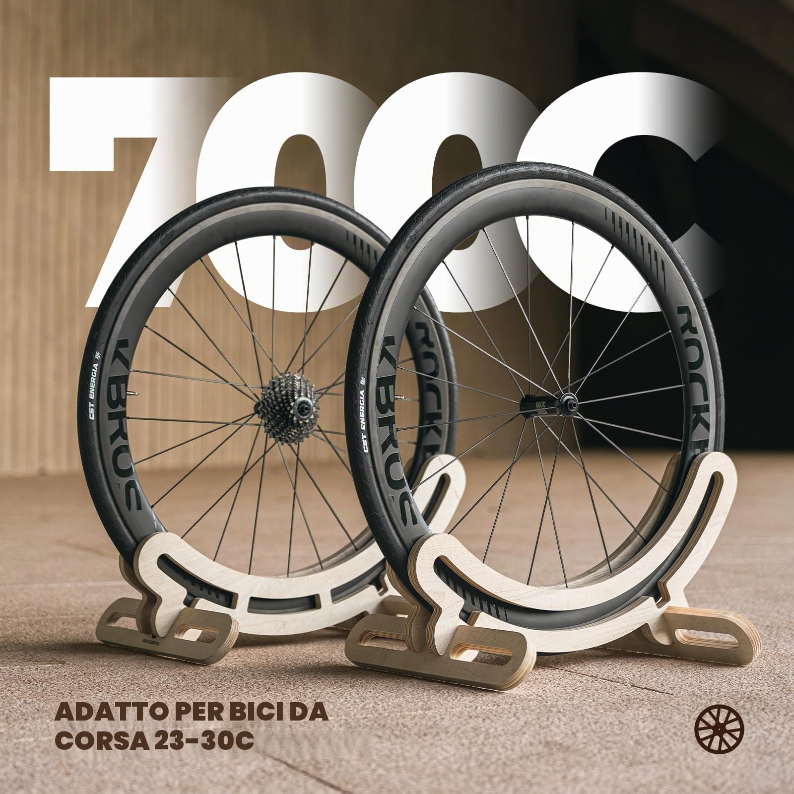 ROCKBROS Parcheggio Bici, Supporto da Pavimento per Bicicletta, Rastrelliera Portabiciclette, Supporto Regolabile per Ruota, Adatto per Biciclette da Strada, Pneumatici 26-80 mm 700C