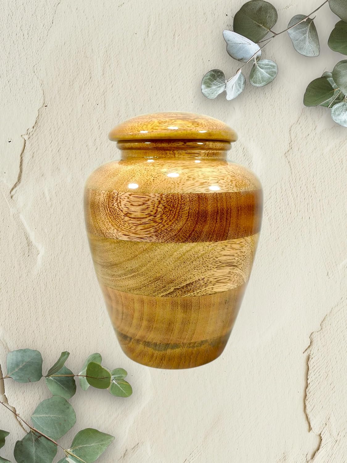 Wooden Cremation Urn for Human Ashes Male/Female, Cremation Adult Funeral Urn Box, Decorative Urns, Burial Wood Urns for Men, Women & Loved Ones (8" H x 6" W x 6" L - Inches - 80 lbs)