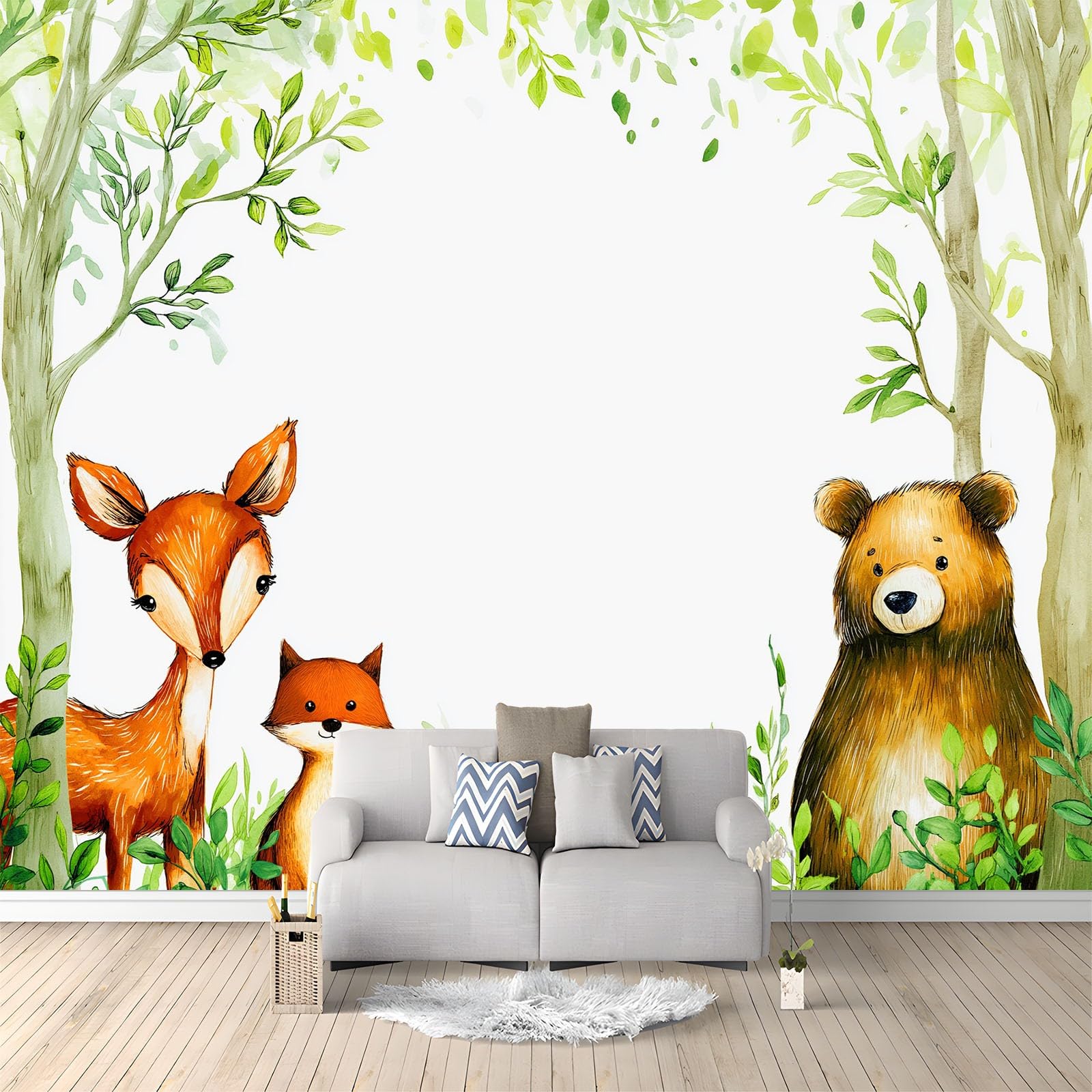 Papier peint intissé forêt animaux renard 350x256 tapisserie photo xxl chambre enfant