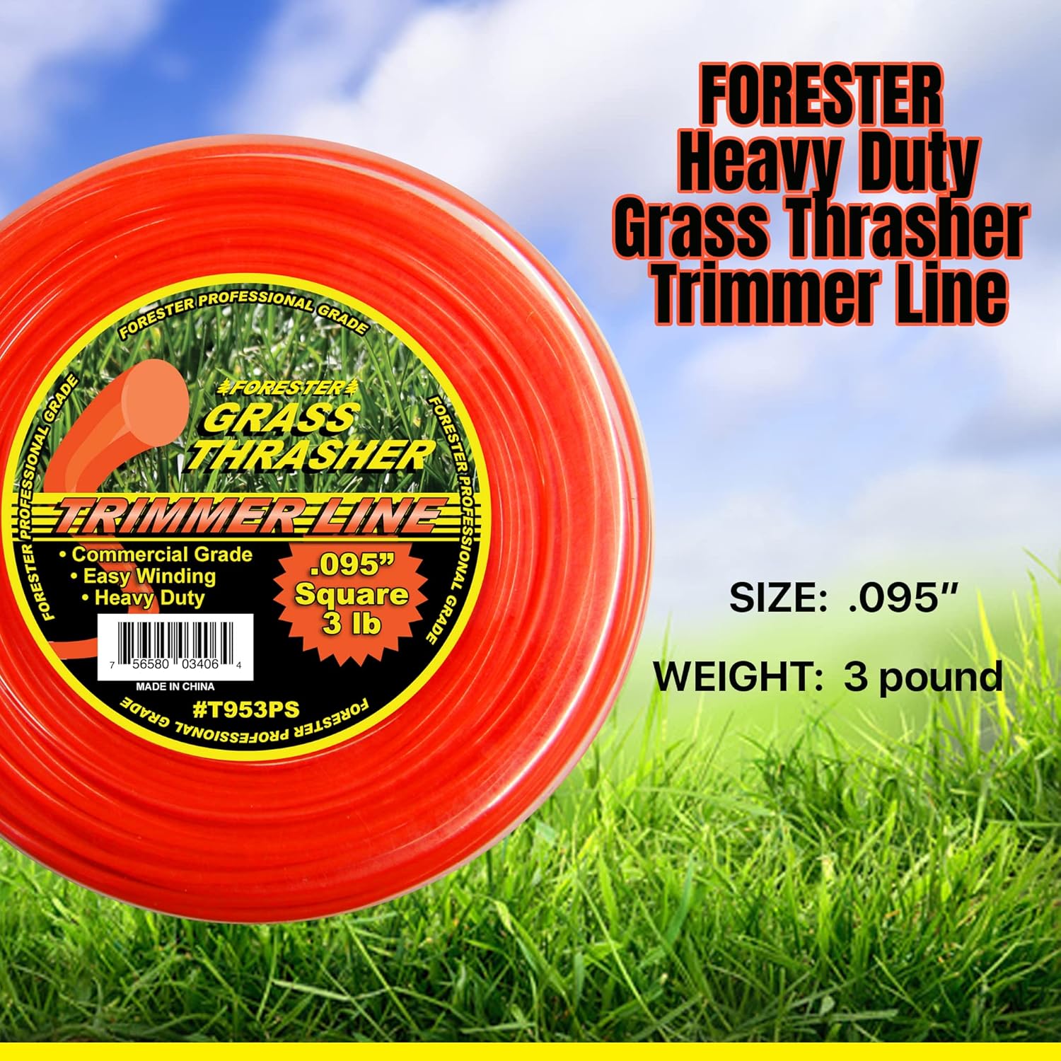 FORESTER Heavy Duty Trimmer Line – Grass Thrasher Round or Square Edge Weed Eater String Universal Trimmer String Fits Most Trimmers and Edgers Weedeater String & Weed Wacker Attachments