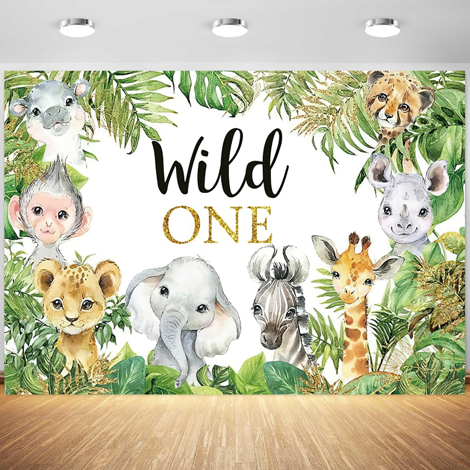 12x8ft Safari Backdrop Wild One Jungle Animals 1st Birthday Photography Background Boys Girls First Birthday Wildlife Theme Party Banner Decorations