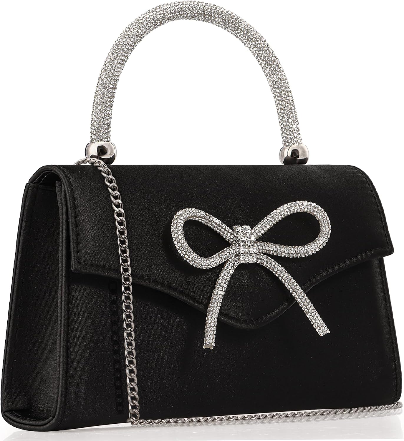 Sparkling Evening Clutch Purse for Women,Rhinestone Bow Top Handle Party Handbag,Wedding Prom Formal bag