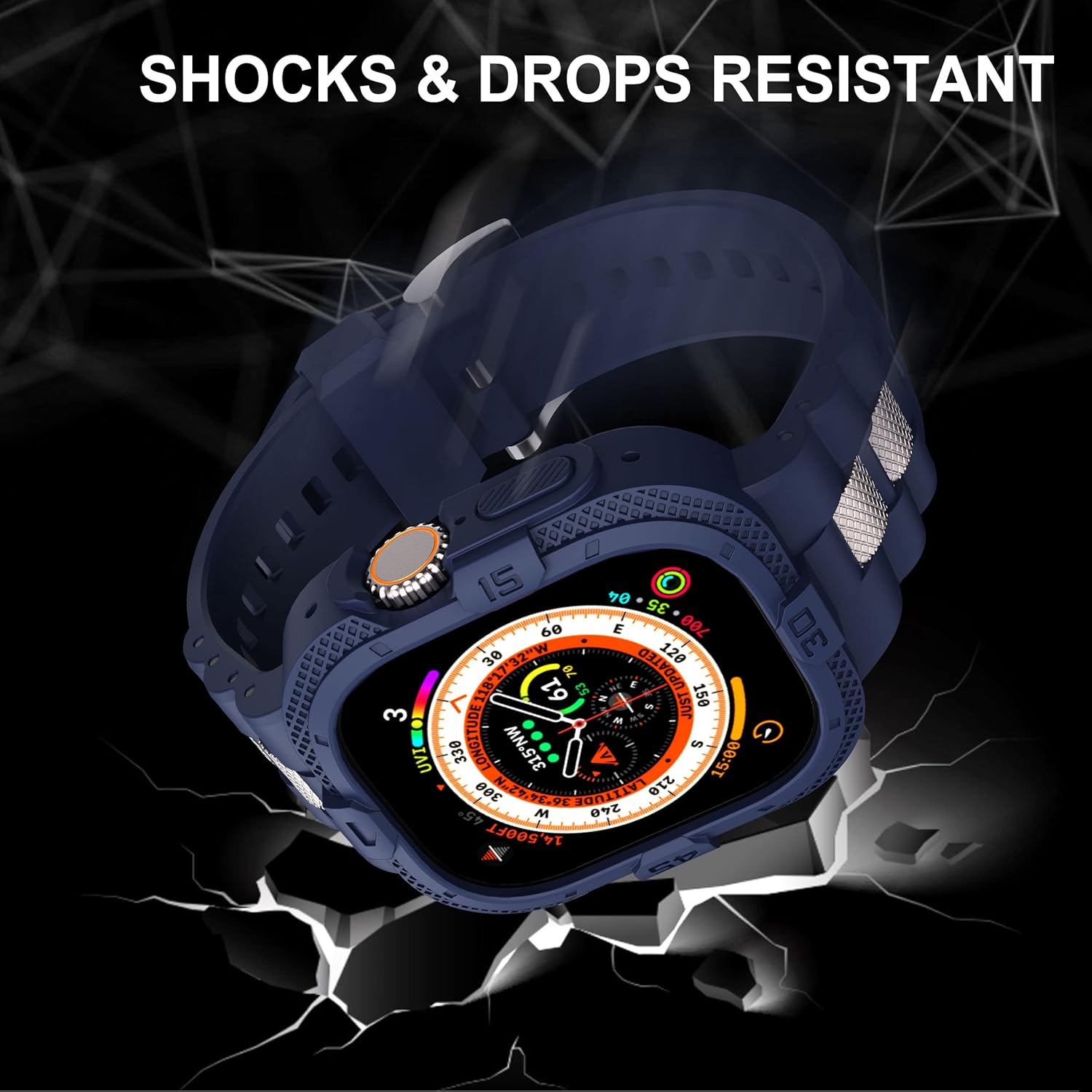 GELISHI Bands Compatible for Apple Watch Ultra 3/2/1 49mm Band, Rugged Protective Case with TPU Sport Band Military Shockproof Bumper Case for Apple Watch 49mm Men