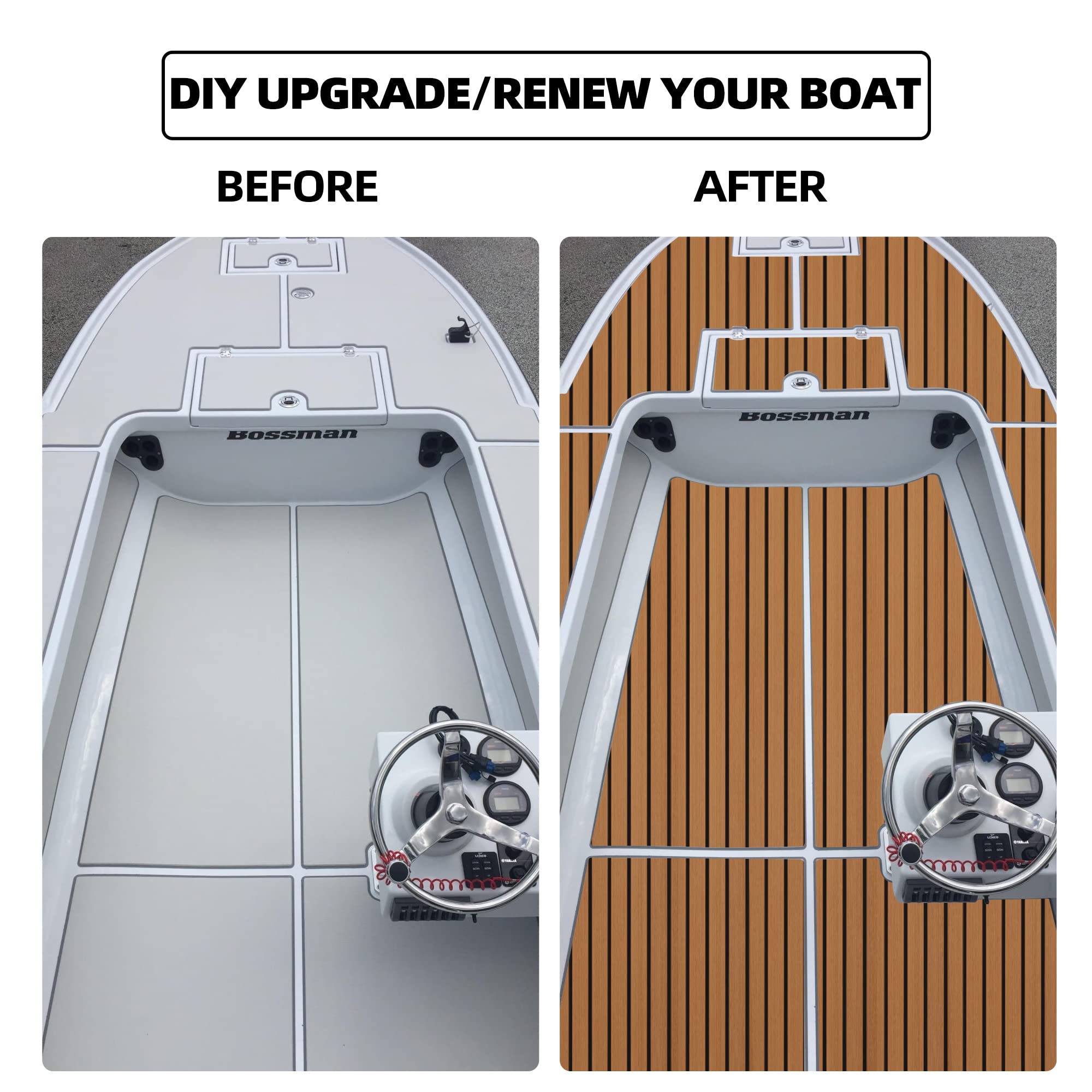 FOCEAN Boat Flooring EVA Foam Boat Decking Faux Teak Marine Flooring