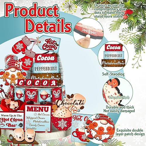 Miniatura 3 de FairySandy Bandeja escalonada de Navidad, decoración de letrero de madera de Navidad, decoración de bandeja de nivel de granja, decoración de madera