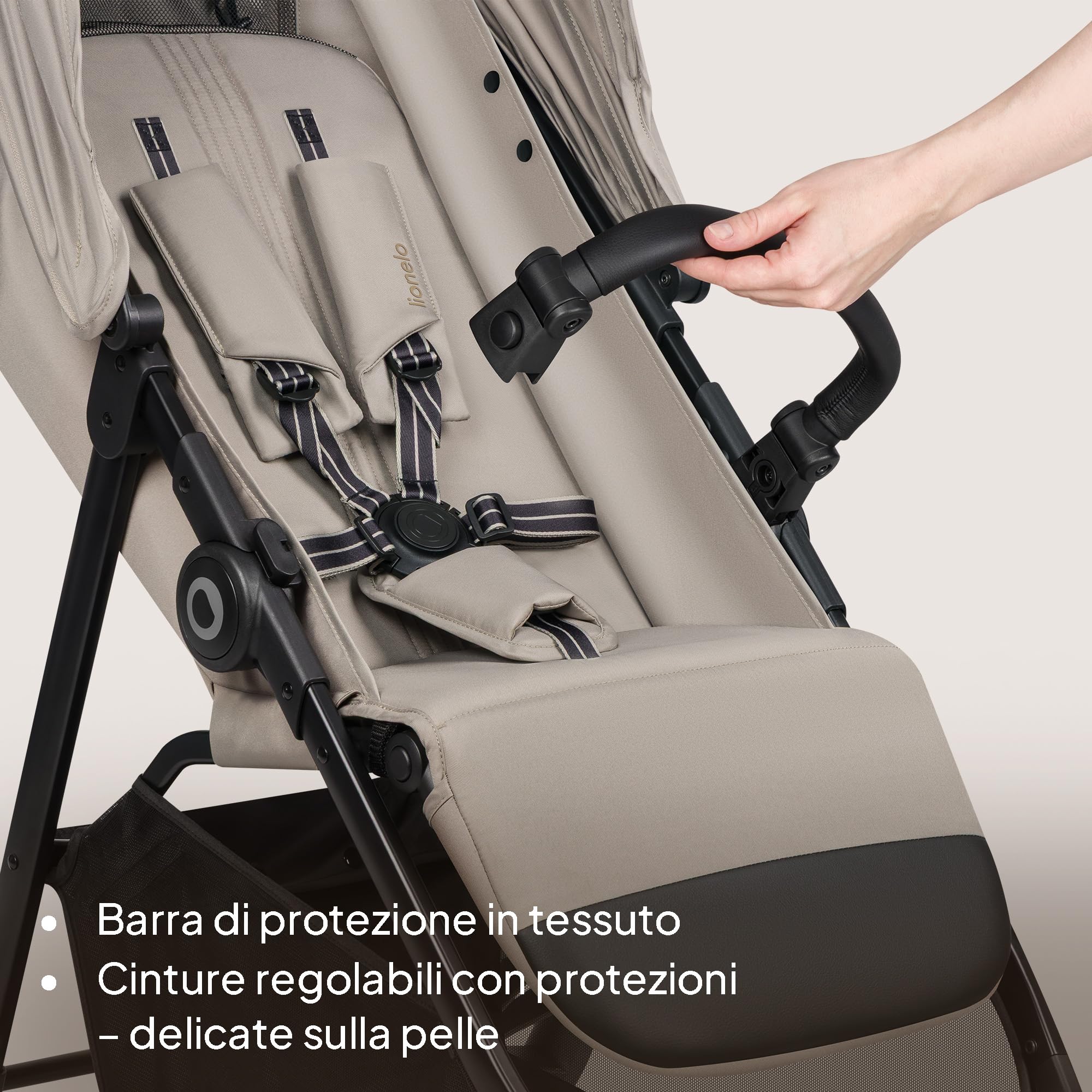 LIONELO EMERALD Passeggino Leggero Compatto Pieghevole Bambini 22 kg 4 anni Chiusura una Mano Ruote EVA Schienale Reclinabile Cappottina Impermeabile XXL UPF50+