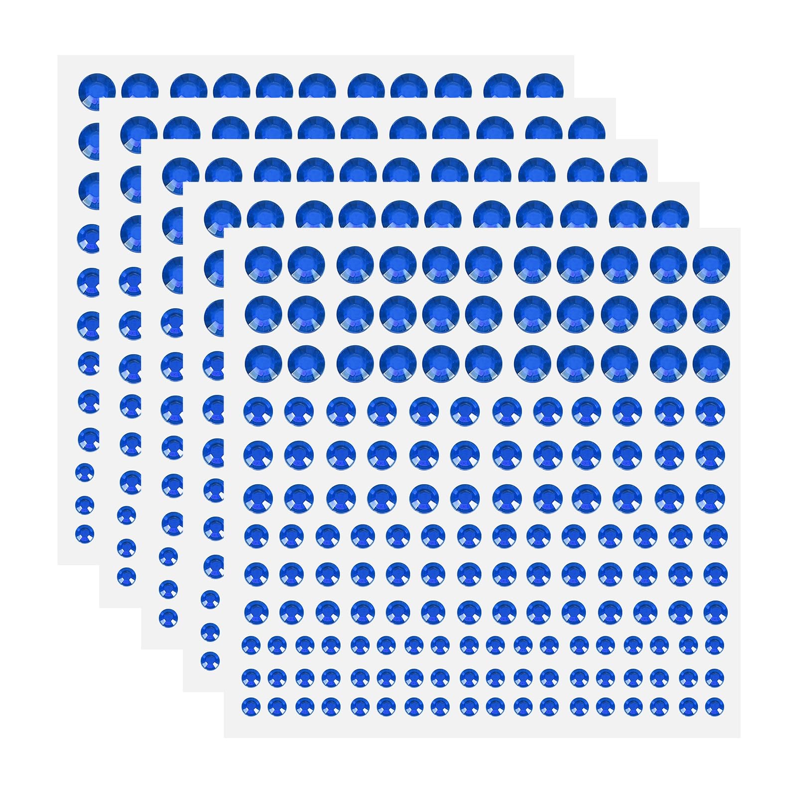 sourcing map 5 Sheet/825pcs Rhinestone Adhesive Stickers Self Adhesive Acrylic Gem Sticker 3/4/5/6mm Plastic Face Bling Gem Stones Jewel for Nail Art Craft Clothes DIY Makeup, Dark Blue