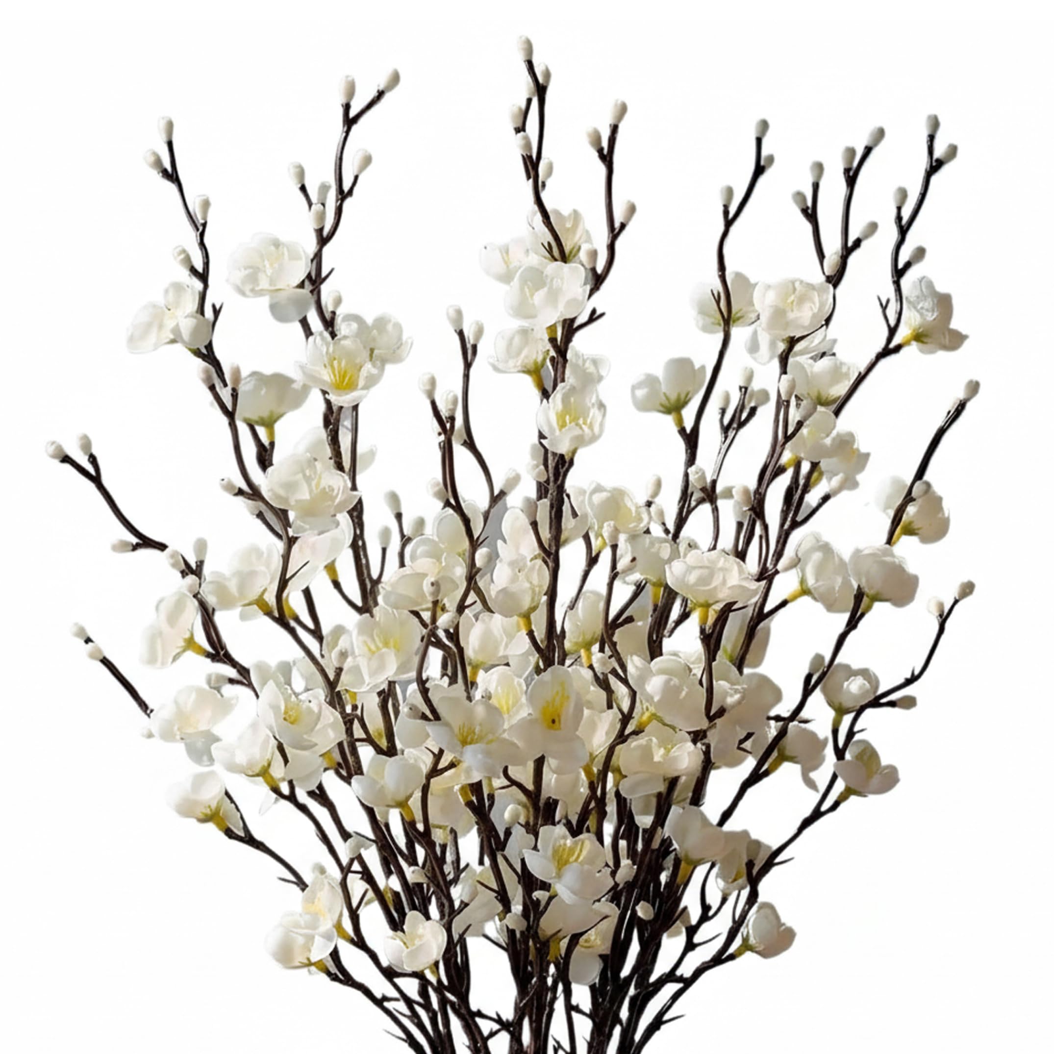 Goutdori Flower Stems 6 Pcs Cherry Blossom Branches Artificial Flowers For Decoration Realistic Flower Stems White 55cm/21.65inch