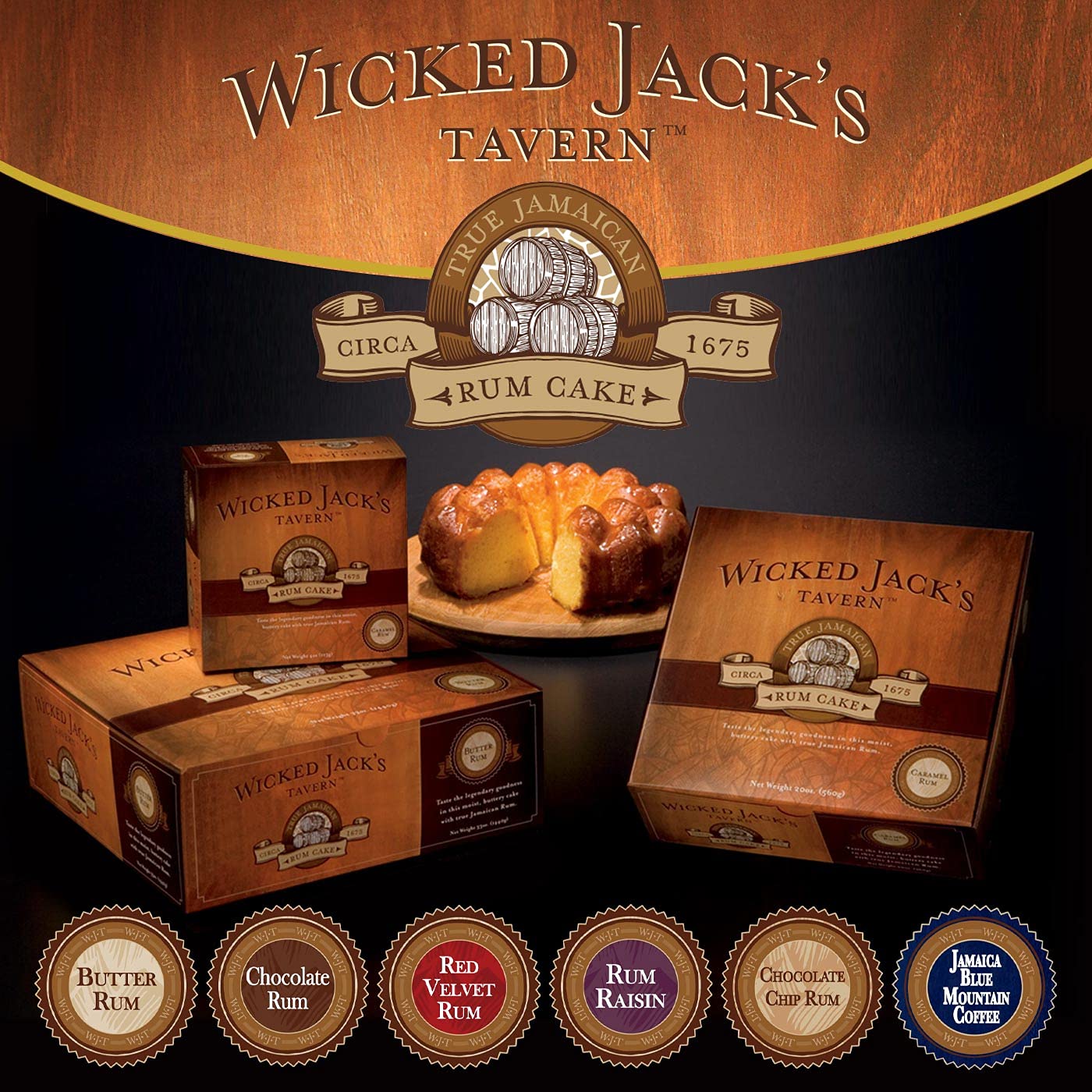 True Jamaican Rum Cake by Wicked Jack's Tavern 20oz Butter Rum Cake for Birthday Gifts, Thank