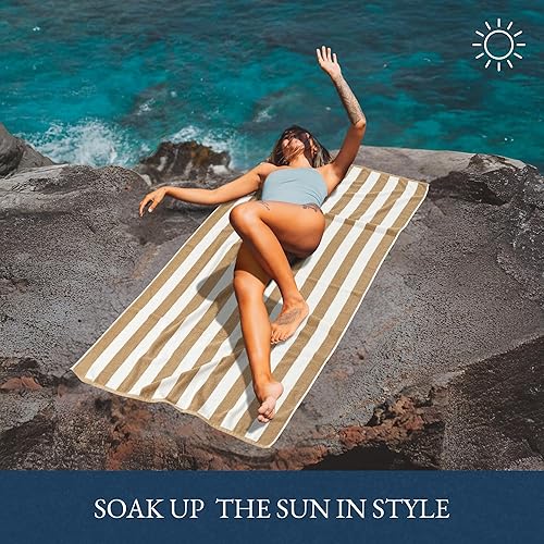 Miniatura 6 de LANE LINEN Paquete de 4 toallas de playa  Toalla de playa 100% algodón con bolsa de playa, toallas de piscina de lujo para adultos, toalla de playa