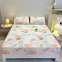 Vista 8 de FCLDESHOP Comfort Hotel - Sábana bajera ajustable con bolsillo profundo con estampado de látex de verano, para dormitorio de niños y niñas, Flor