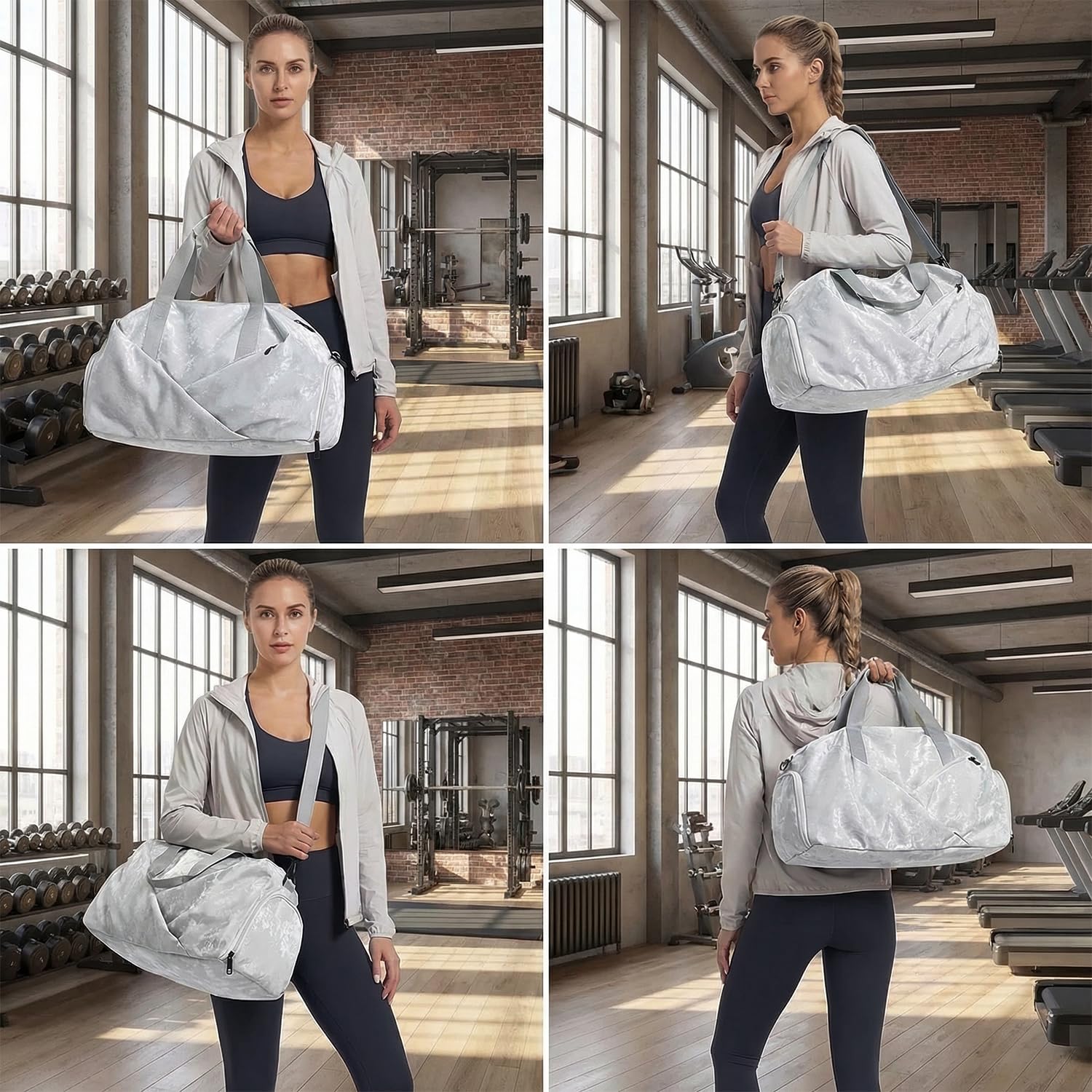 17" Gym Duffel Bag for Women – Travel, Yoga & Overnight Weekender Bag with Wet Pocket & Shoe Compartment, Portable Sports Bag - 2
