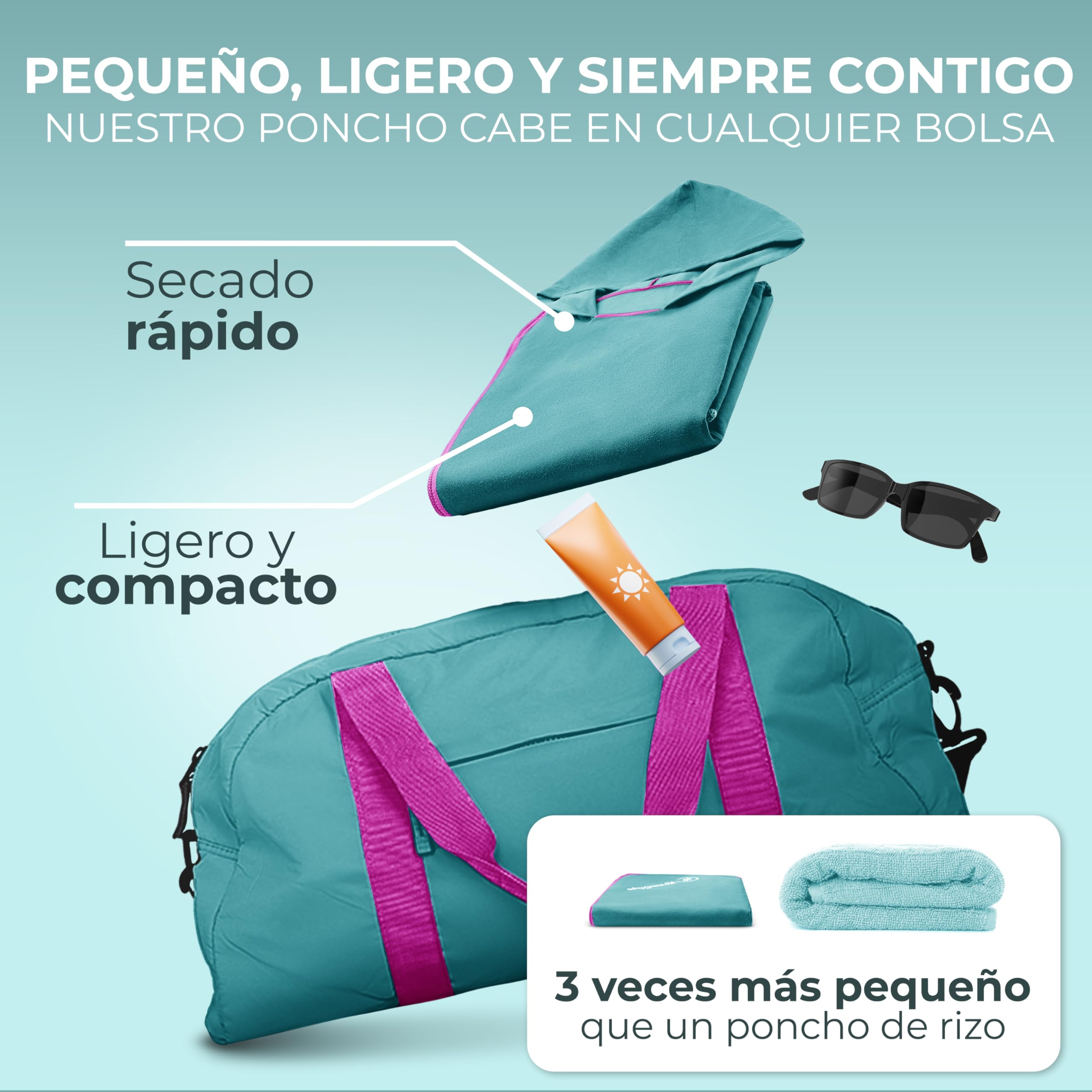 NirvanaShape Toalla Poncho 2 en 1 de Microfibra para Adultos – Albornoz de Secado Rápido y Ayuda para Cambiarse, Ideal para Viaje, Surf, Camping, Sauna y Playa