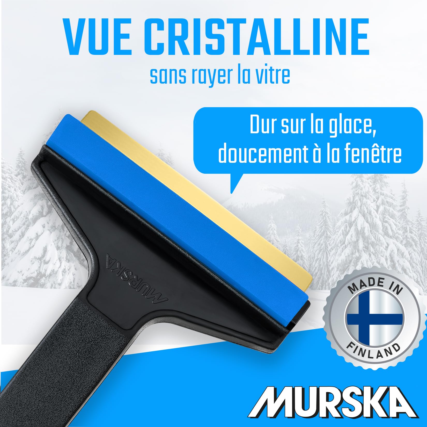 Grattoir pare Brise Voiture 21cm - rapide, sans effort et efficace - Murska [ Lot de 2 ] Raclette pare Brise Voiture - Premium HIPS - Lame en Laiton - Gratte pare Brise Voiture - Finlande A053-2
