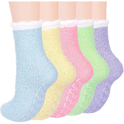 Zando Womens Fuzzy Socks Winter Slipper Socks Non-Slip Grip Socks Warm Fleece Socks Non Skid Socks Soft Fluffy Socks