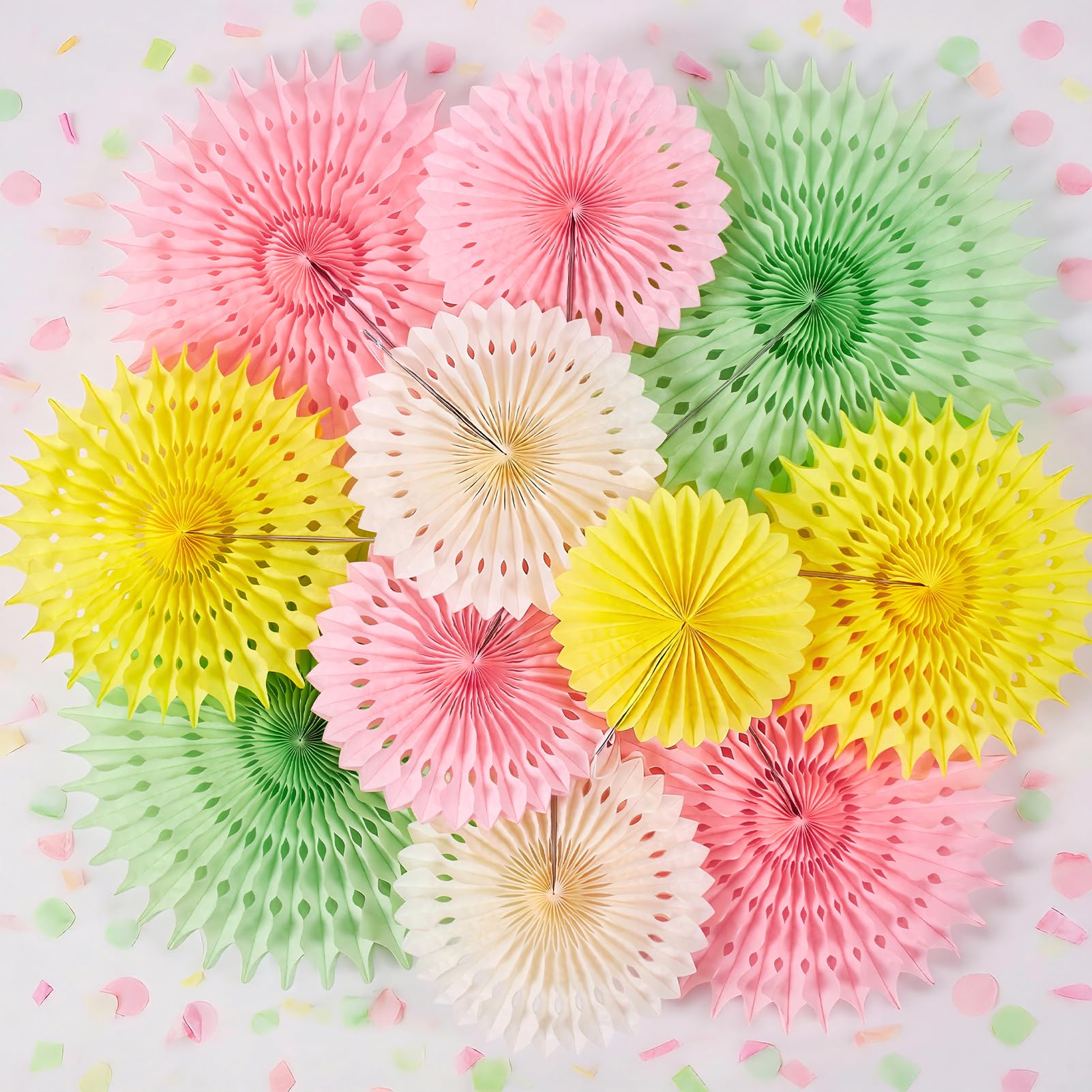 SUNBEAUTY 11PCS Pastel Paper Fans Tissue Paper Flowers Decorations Colorful Paper Flowers Party Decorations for Baby Shower Girl Groovy Birthday Garden Wedding Tea Party Decor