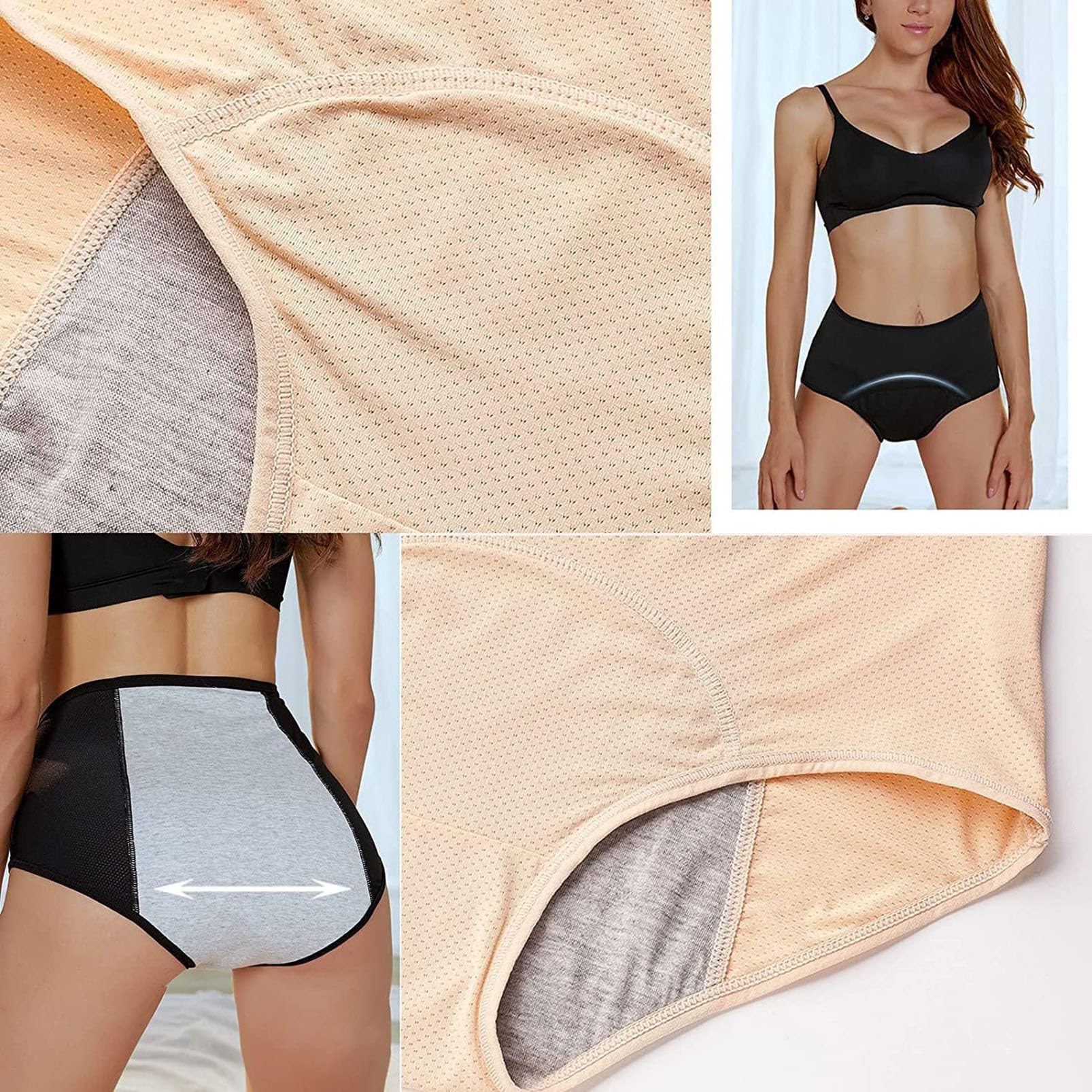 Slip per Incontinenza Assorbenti da Donna, 5 Pezzi Slip per L'incontinenza Urinaria Stagna Mutandine Mestruali a Prova di Perdite, Taglie Forti Pantaloni Fisiologici Lavabili Riutilizzabili