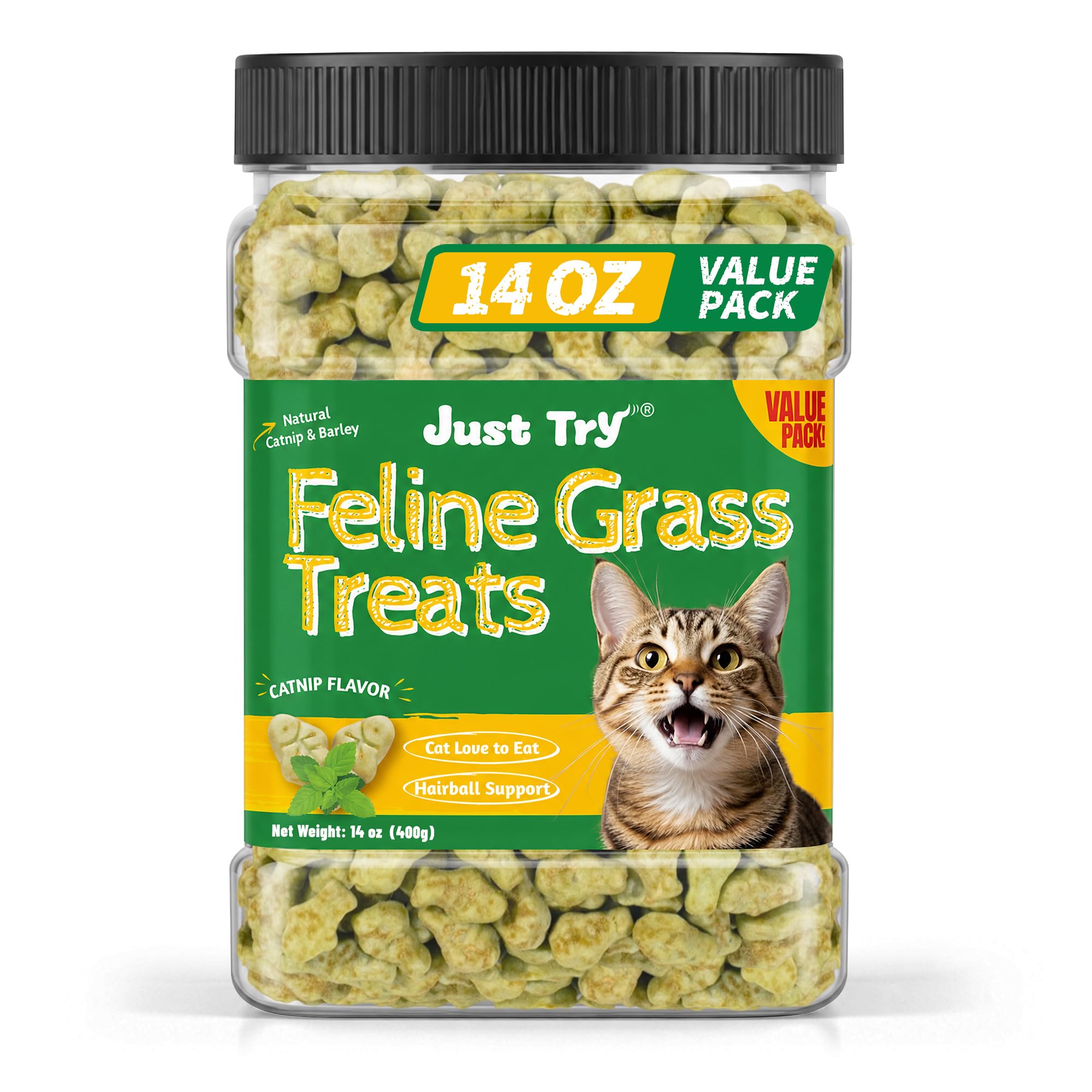 Just Try 400g Cat Grass Treats for Indoor Cats Hairball Control
