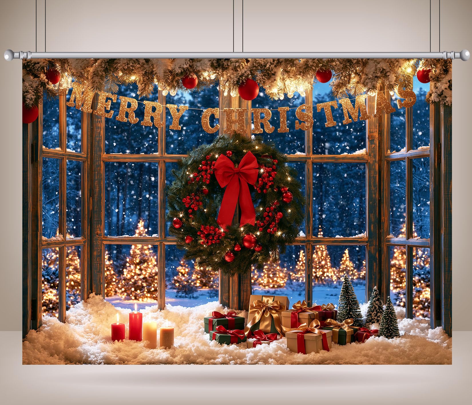 10x8FT Camino Crema Regali Natale Sfondo Fotografico
