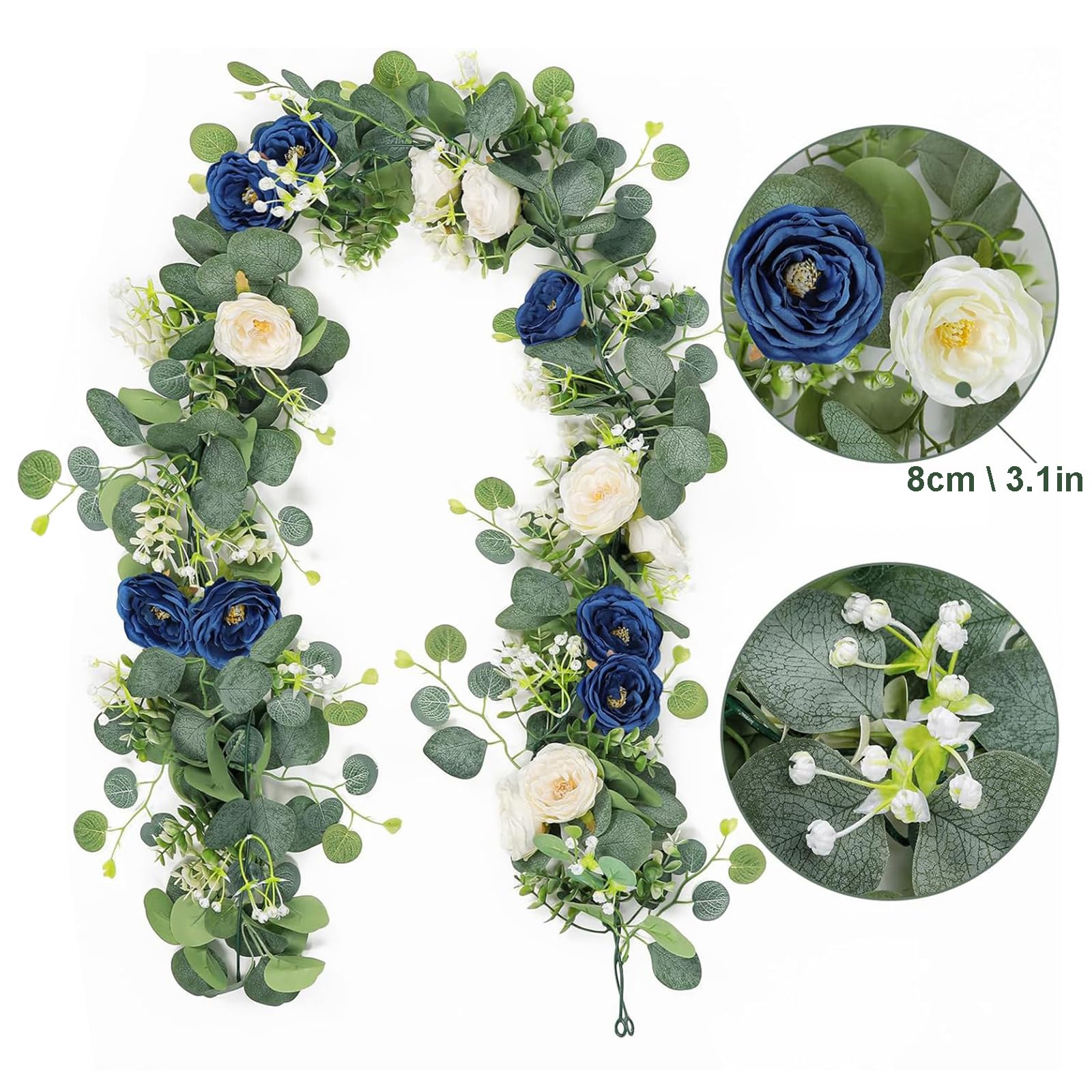 4 Sztuki Sztuczne Dekoracje Kwiatowe na Stół Fałszywe Rośliny Wisząca for Wedding Tables, Party, Home Decor Blue,One Size