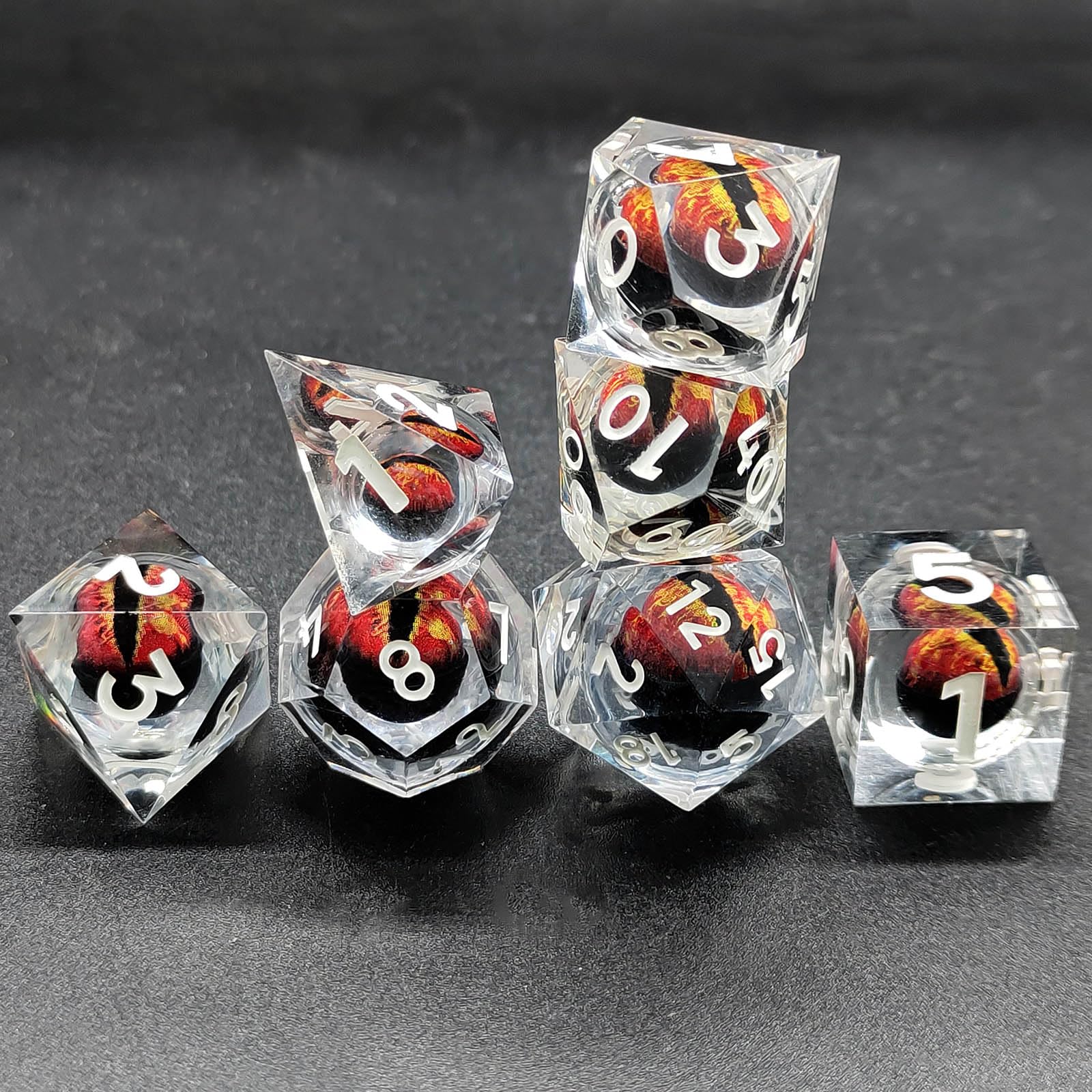 ORUZA 7 PCS Dragon Eye DND Dice Liquid Core D&D Dice Resin Sharp Edge Polyhedral D&D Dice Set for Dungeons and Dragons Role Playing Die D20 D12 D10 D8 D6 D4 D% - Image 4