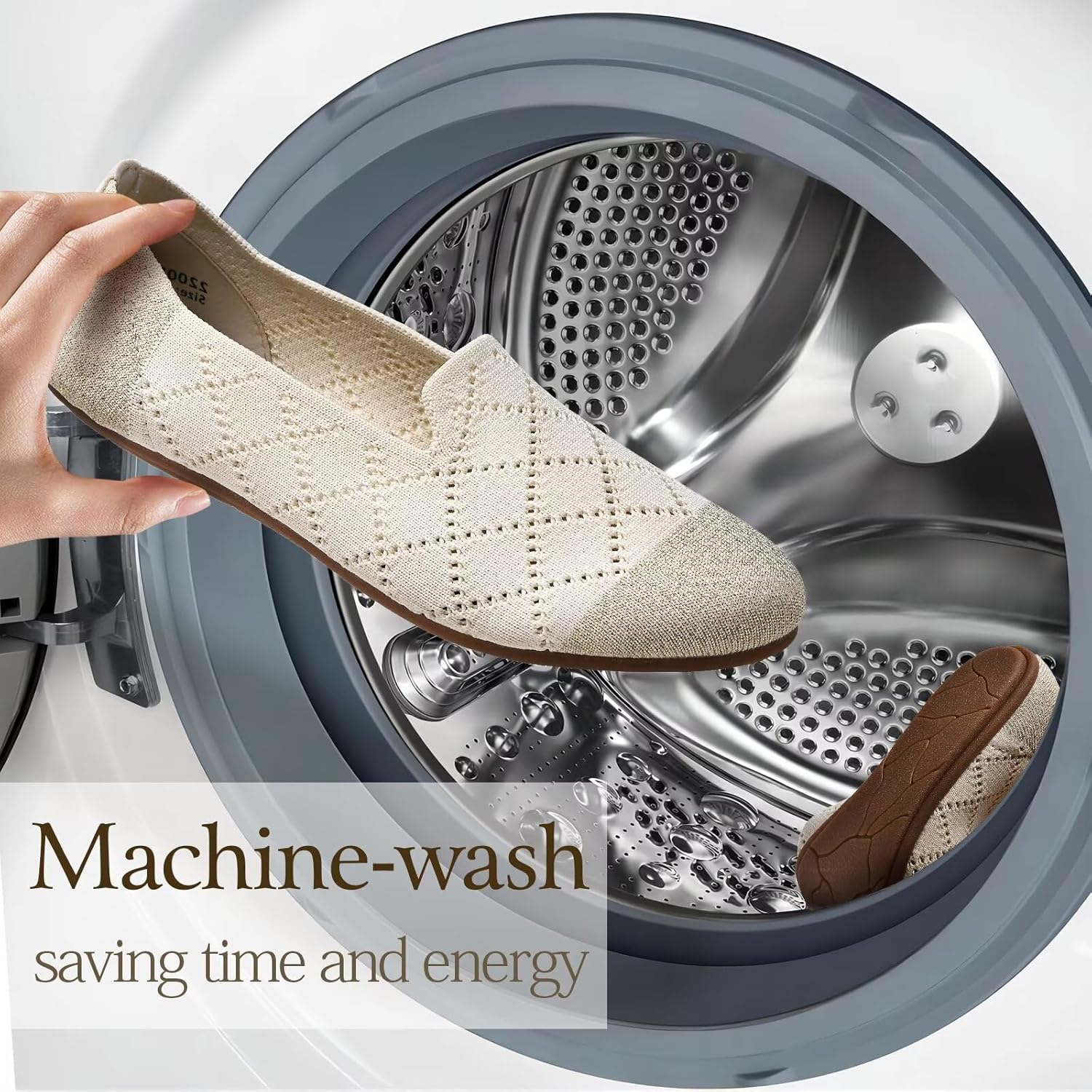 poemlady Women’s Ballet Flat Shoes Dress Shoes Knit Round Toe Slip On Ballerina Walking Flats Shoes for Woman Low Wedge Casual - Image 4