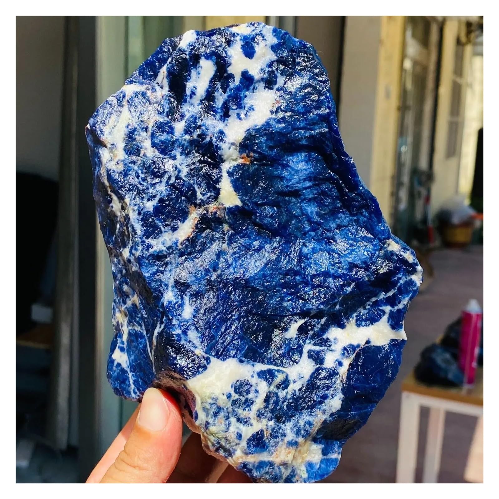 Amazon.co.jp: 天然の大きな青いソーダライトロッククリスタル宝石の