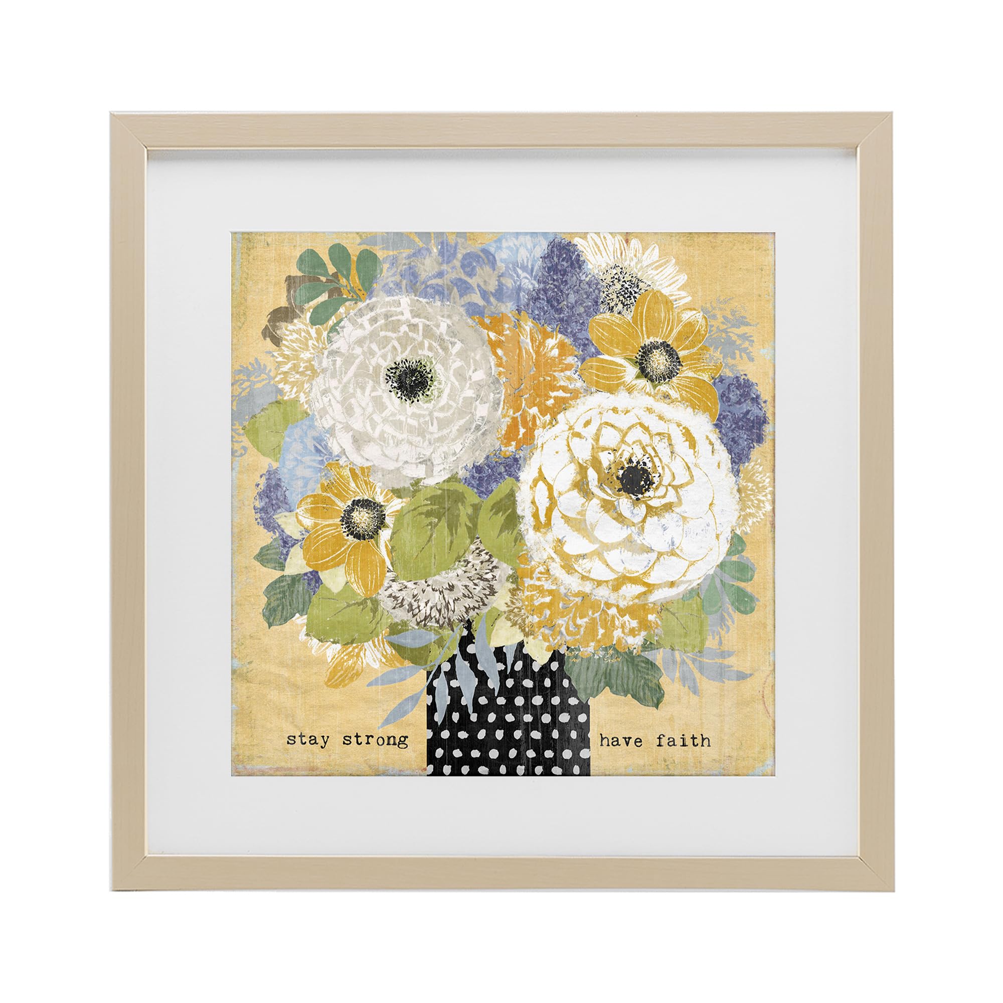 Stupell Industries Harvest Pine (Textured) 'Stay Strong Have Faith'| Framed Print Under Glass