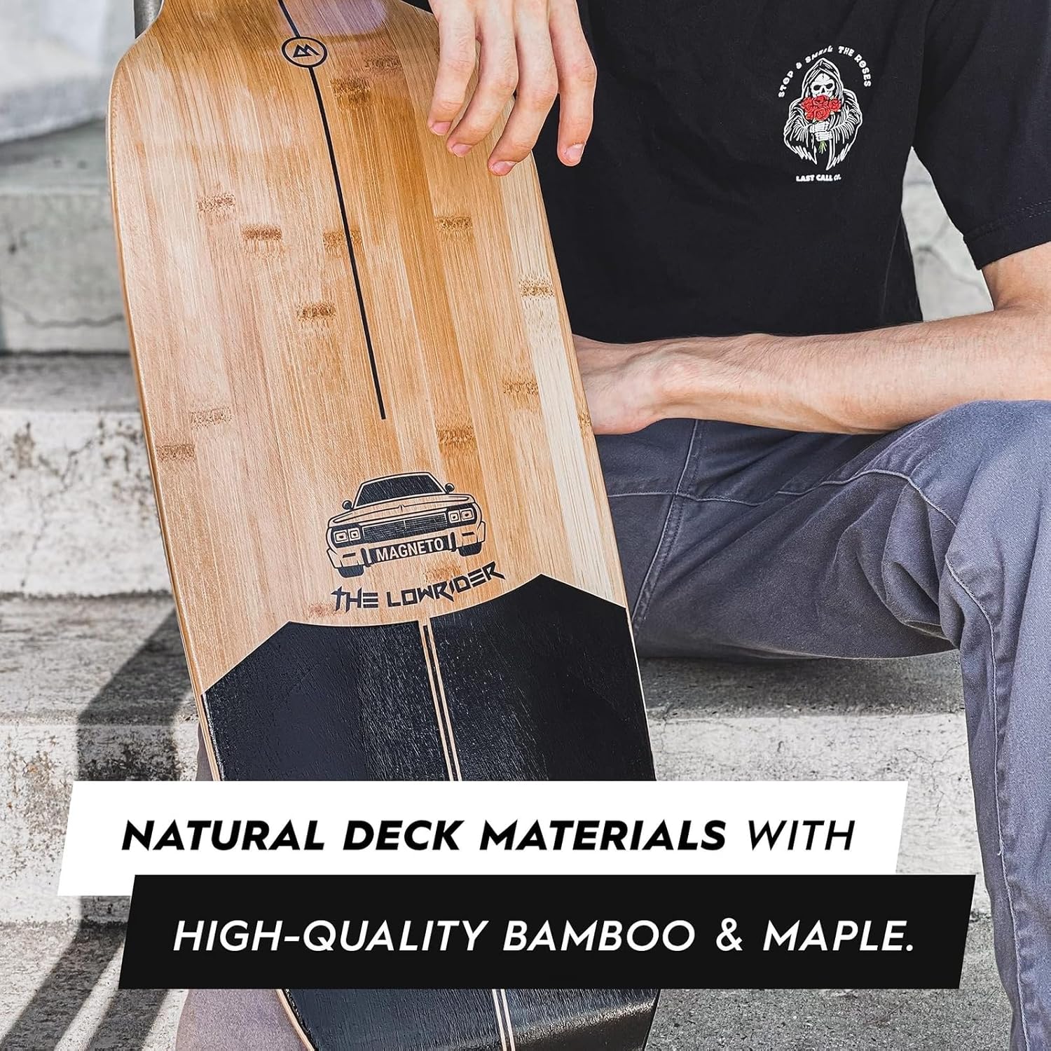 Magneto Longboards Bamboo Longboards for Cruising, Carving, Free-Style, Downhill and Dancing (Bamboo Drop & Fiberglass Through Longboard)