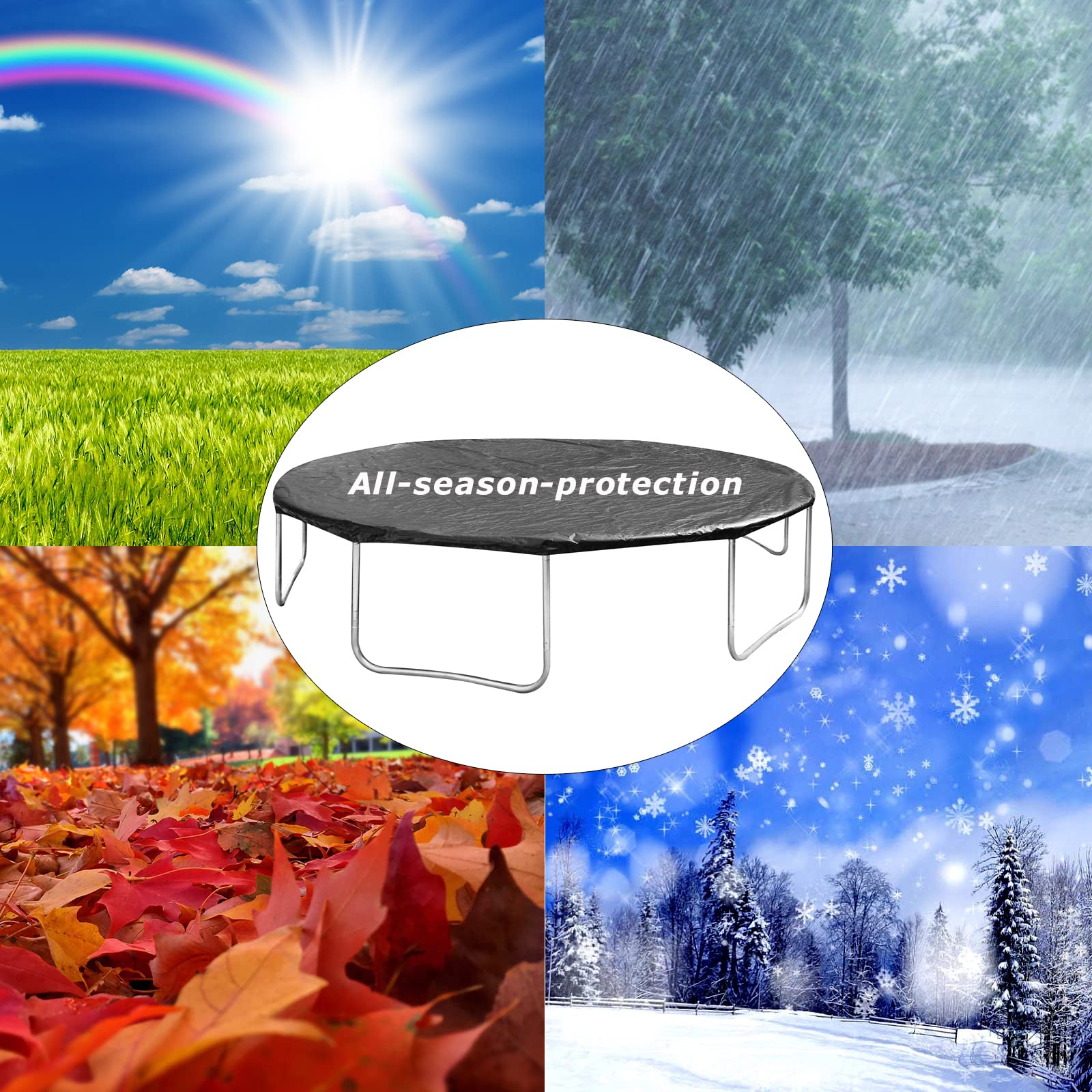 Trampoline Cover Rain Snow Sun Shade Protective Covers Rainproof UV Resistant Wear-Resistant Trampoline Rain Cover (12FT Trampoline Cover)