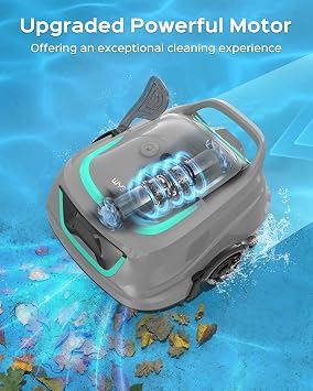 WYBOT A1 Cordless Pool Vacuum Robot for Above Ground Pool, Gray&Green