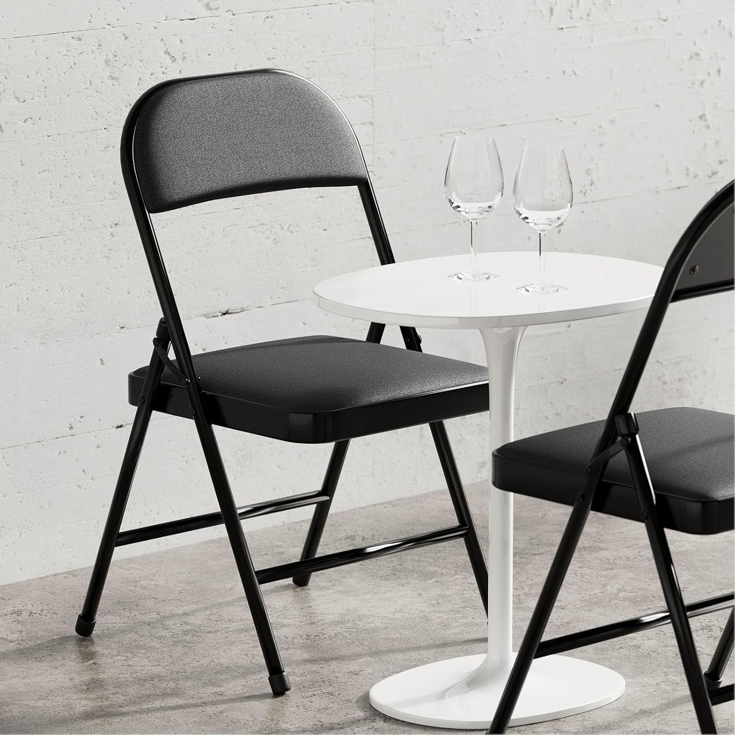 Nazhura 4 Pack Folding Chairs, Fabric Dining Chair Set with Padded Cushion and Back, Indoor Outdoo Seat for Home Office Events Wedding Party (Charcoal Fabric Seating)