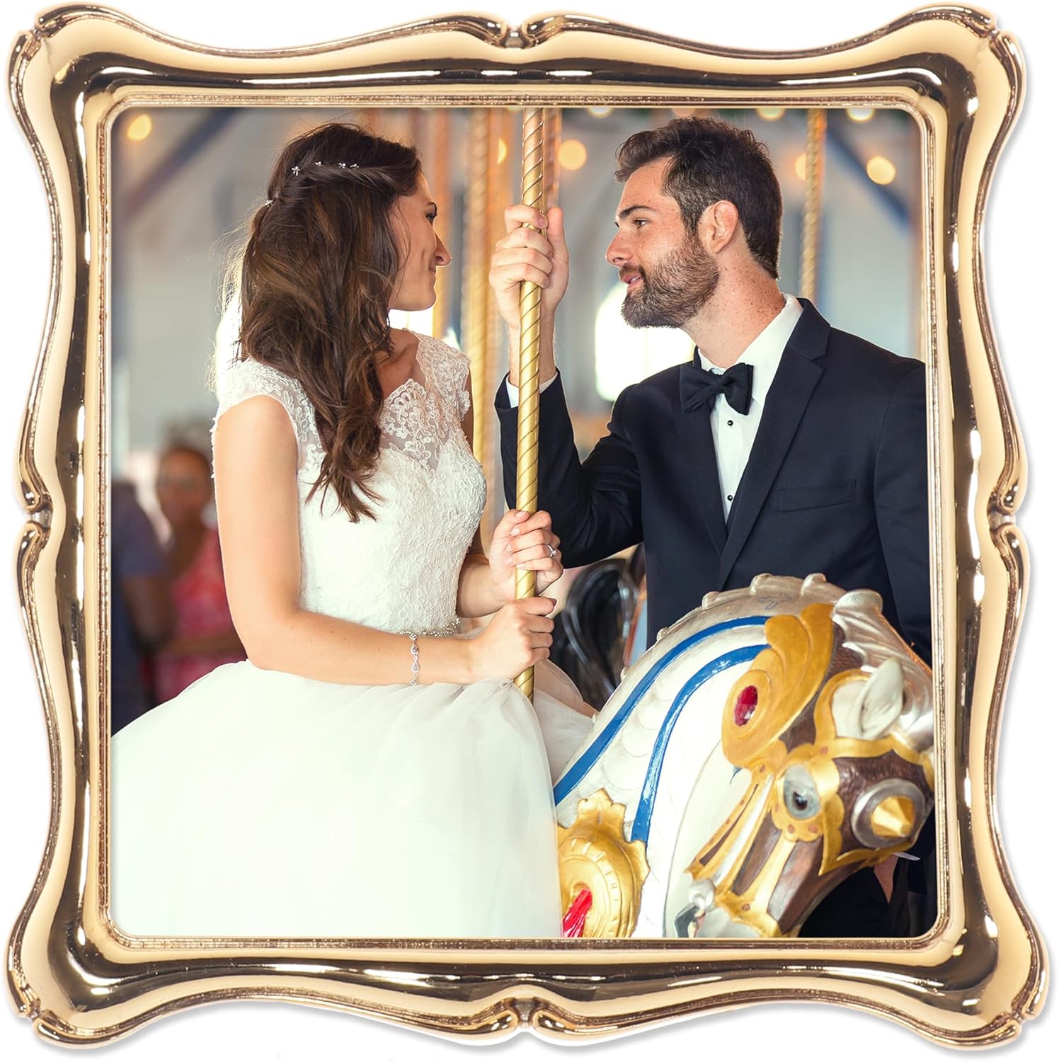 Lawrence Frames 710280 710280 Silver Metal Romance 8x10 Matted for 5x7 Picture Frame