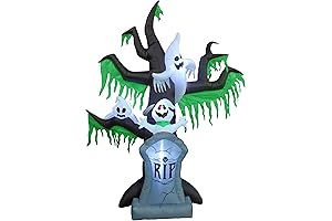 9ft Halloween Inflatable Decoration, 2 Pumpkins & Skulls on Dead Tree Blow Up Yard