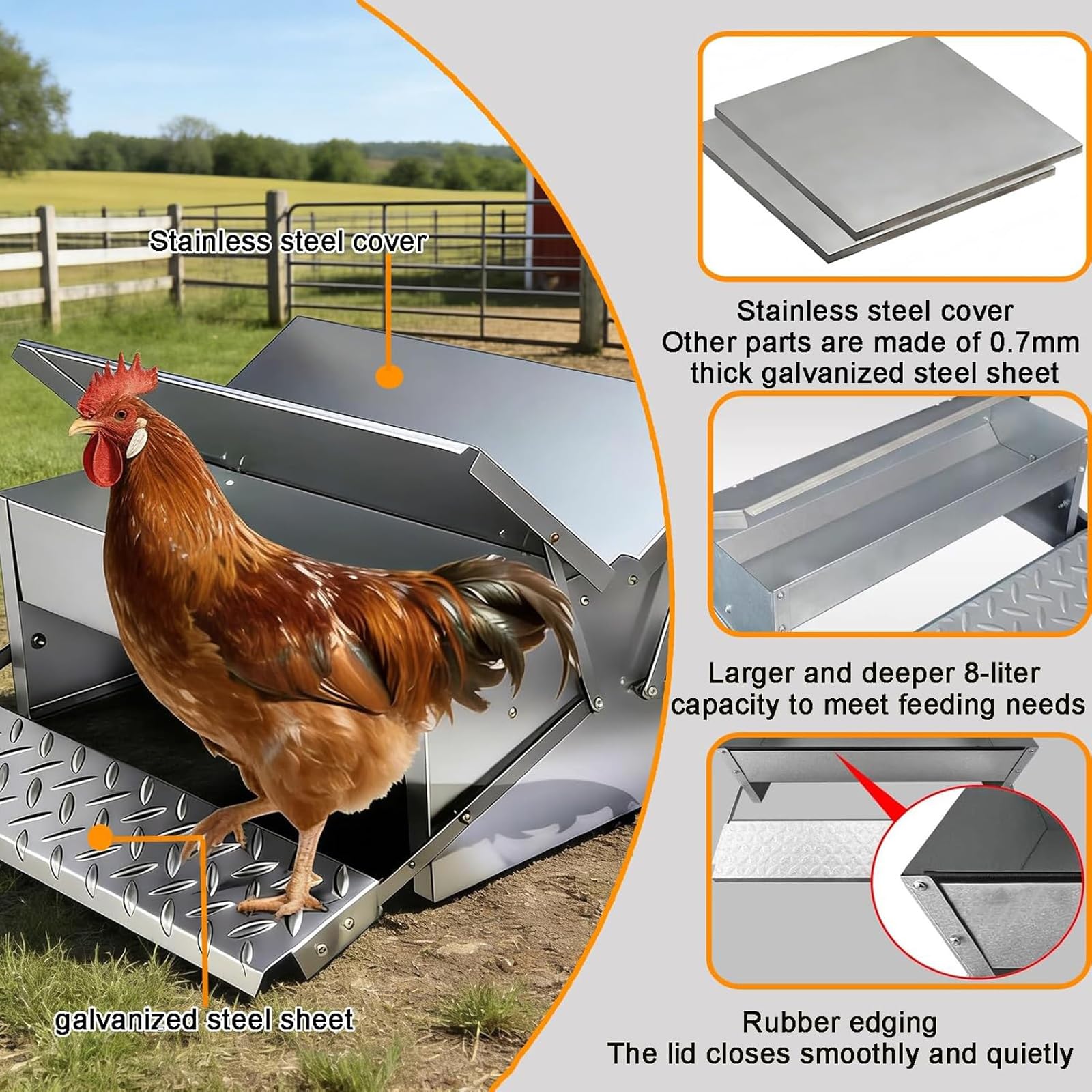 Comedero automático para Pollos, Alimentador para gallinas, Comedero para Aves de Corral
