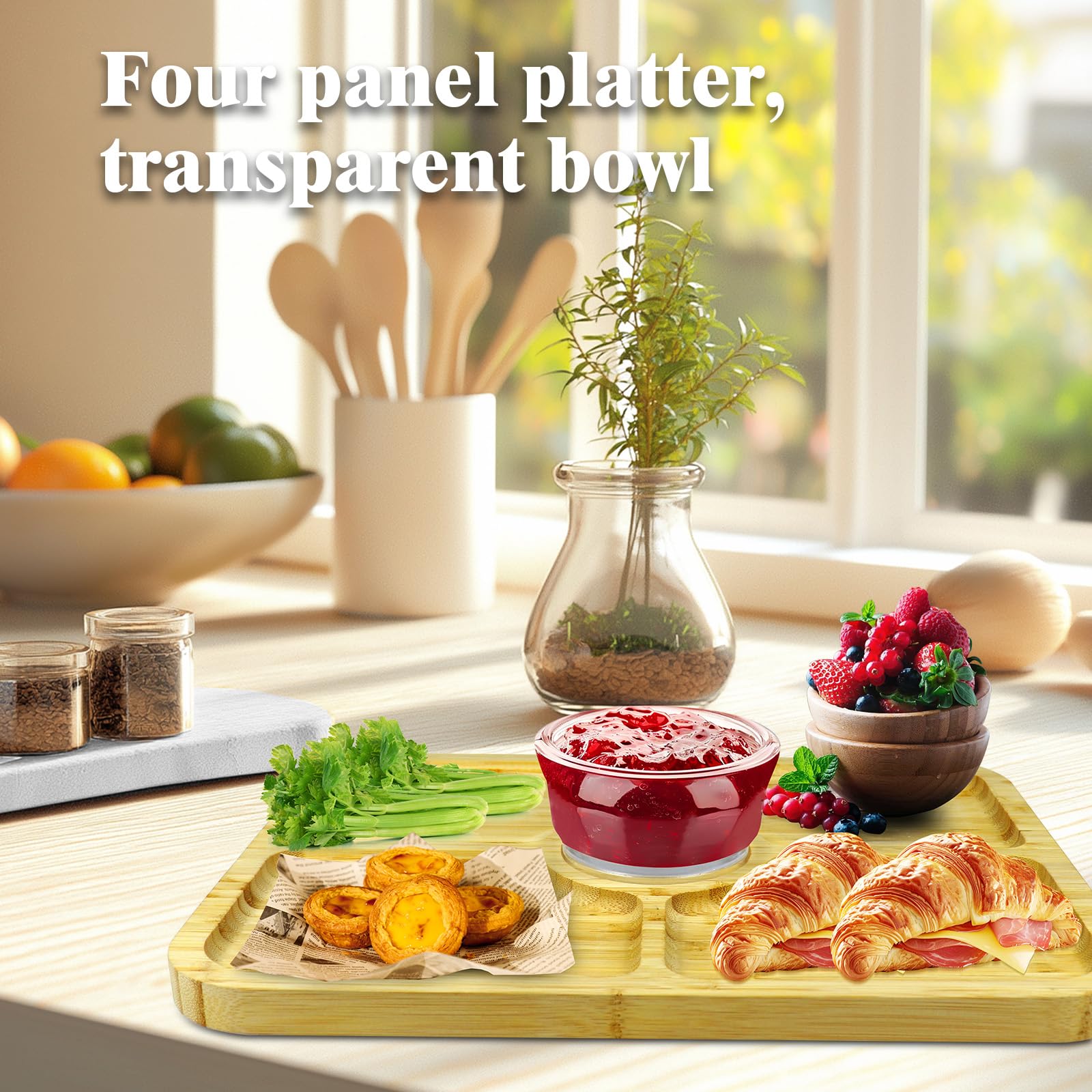 HOMESPHERE Présentoir à Gâteau Rectangulaire En Bois D'acacia Avec Couvercle – Présentoir à Gâteau 2 En 1 – Ensemble De Présentation De Table à